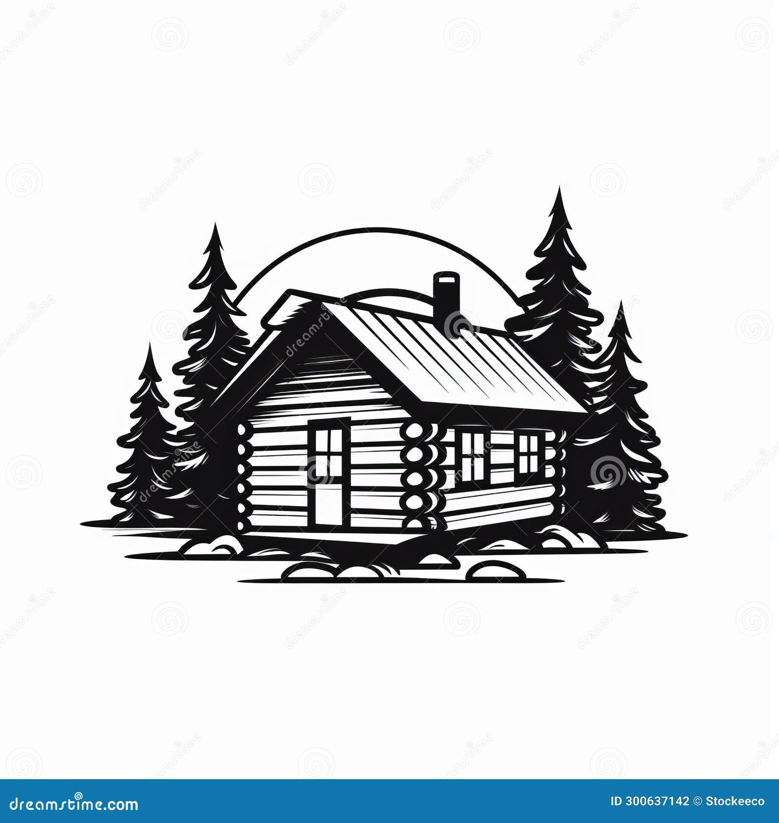 Simple Cabin Logo Vector Illustration in Black and White Stock ...