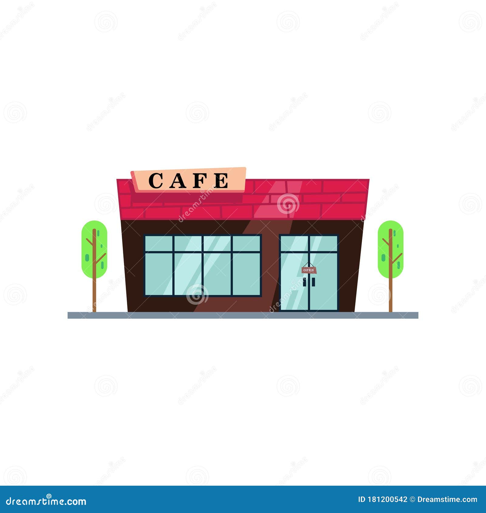simple cafe flat  on white background