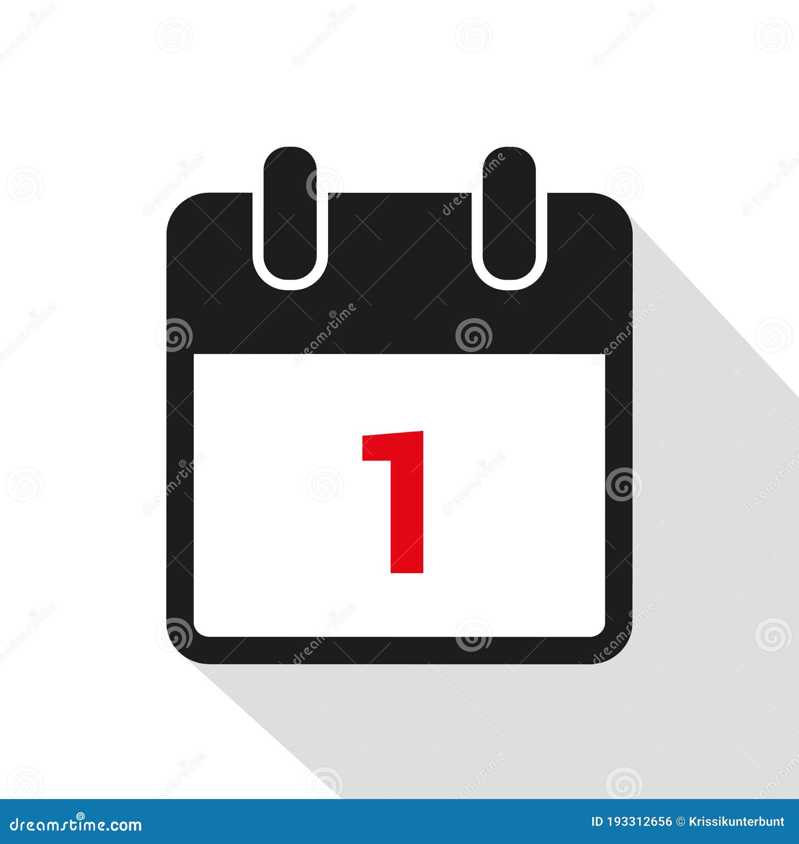 Simple Calendar Icon 1 on White Background Stock Vector - Illustration