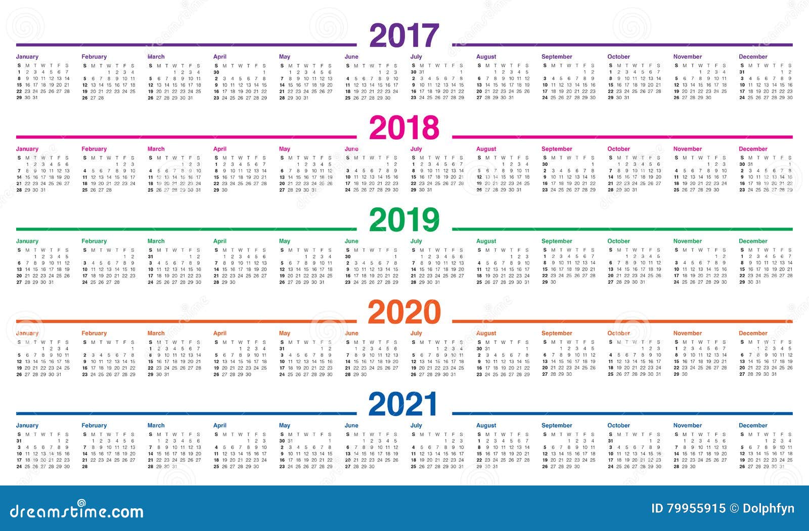 Simple Calendar Template For 17 To 21 Illustration Megapixl