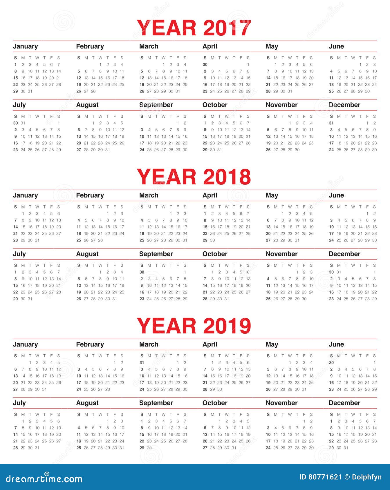 Free Monthly Calendar Template 2017