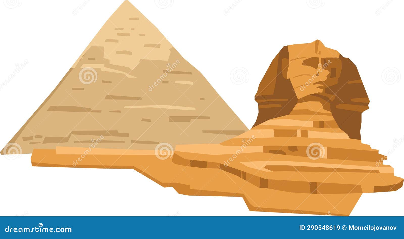 Simple Cartoon Flat Drawing of the GREAT SPHINX and the GREAT PYRAMID ...