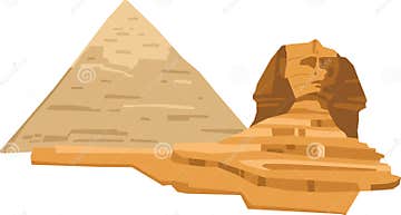 Simple Cartoon Flat Drawing of the GREAT SPHINX and the GREAT PYRAMID ...