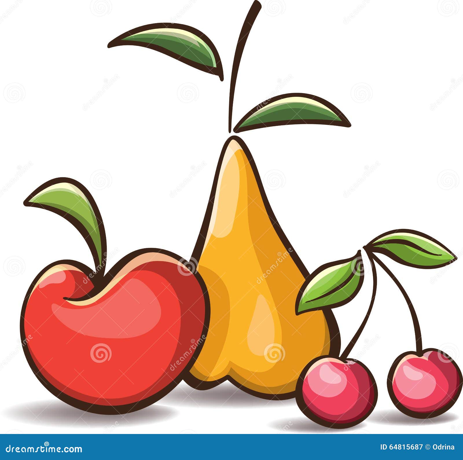 Simple cartoon fruits stock vector. Illustration of green - 64815687