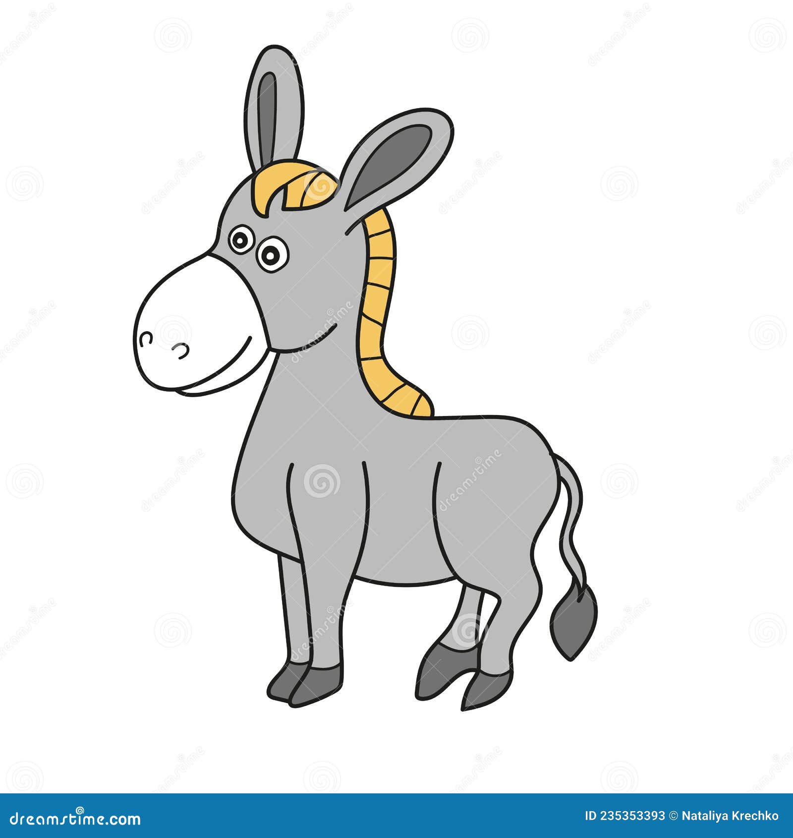 Simple Cartoon Icon. Cartoon Donkey - Cute Character for Children Stock ...