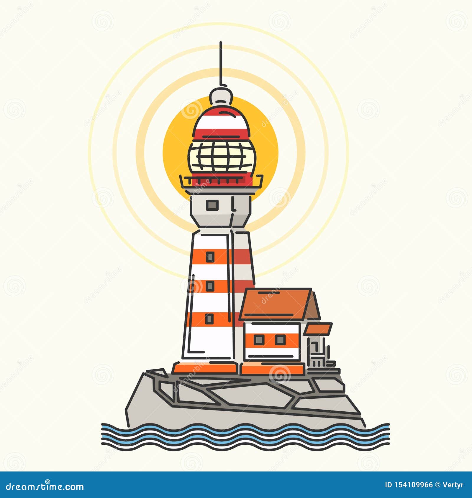 Simple Cartoon Illustrations of Lighthouse. Stock Vector - Illustration of  illuminator, pointer: 154109966