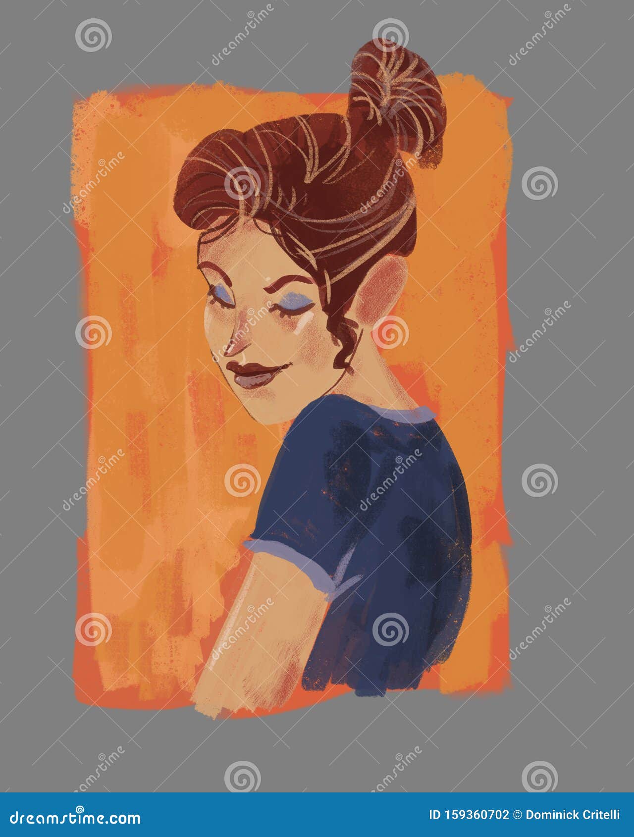 Simple Cartoon Painting of a Content Woman on an Orange Background Stock  Illustration - Illustration of contentment, retro: 159360702