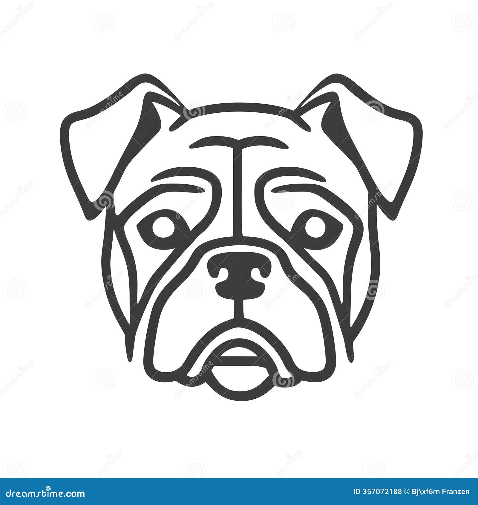  minimalistic cartoon wild boxer dog wildlife line outline icon logo