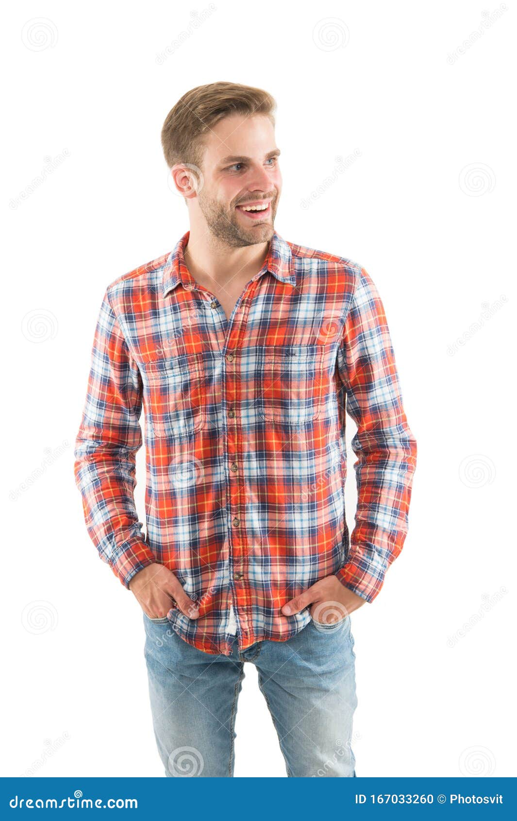 Simple Casual Clothes. Feeling Comfortable. Country Music Concept. Country  Style. Man Wear Checkered Shirt. Rustic and Stock Photo - Image of  portrait, outfit: 167033260