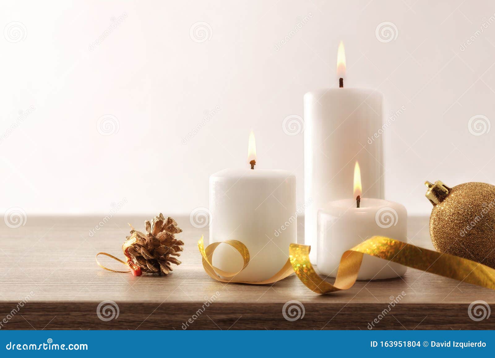 Simple Christmas Composition with Candles and Christmas Elements on ...