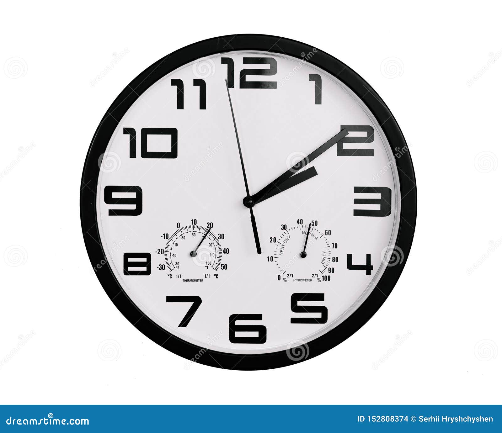 Simple Classic Black and White Round Wall Clock Isolated on White