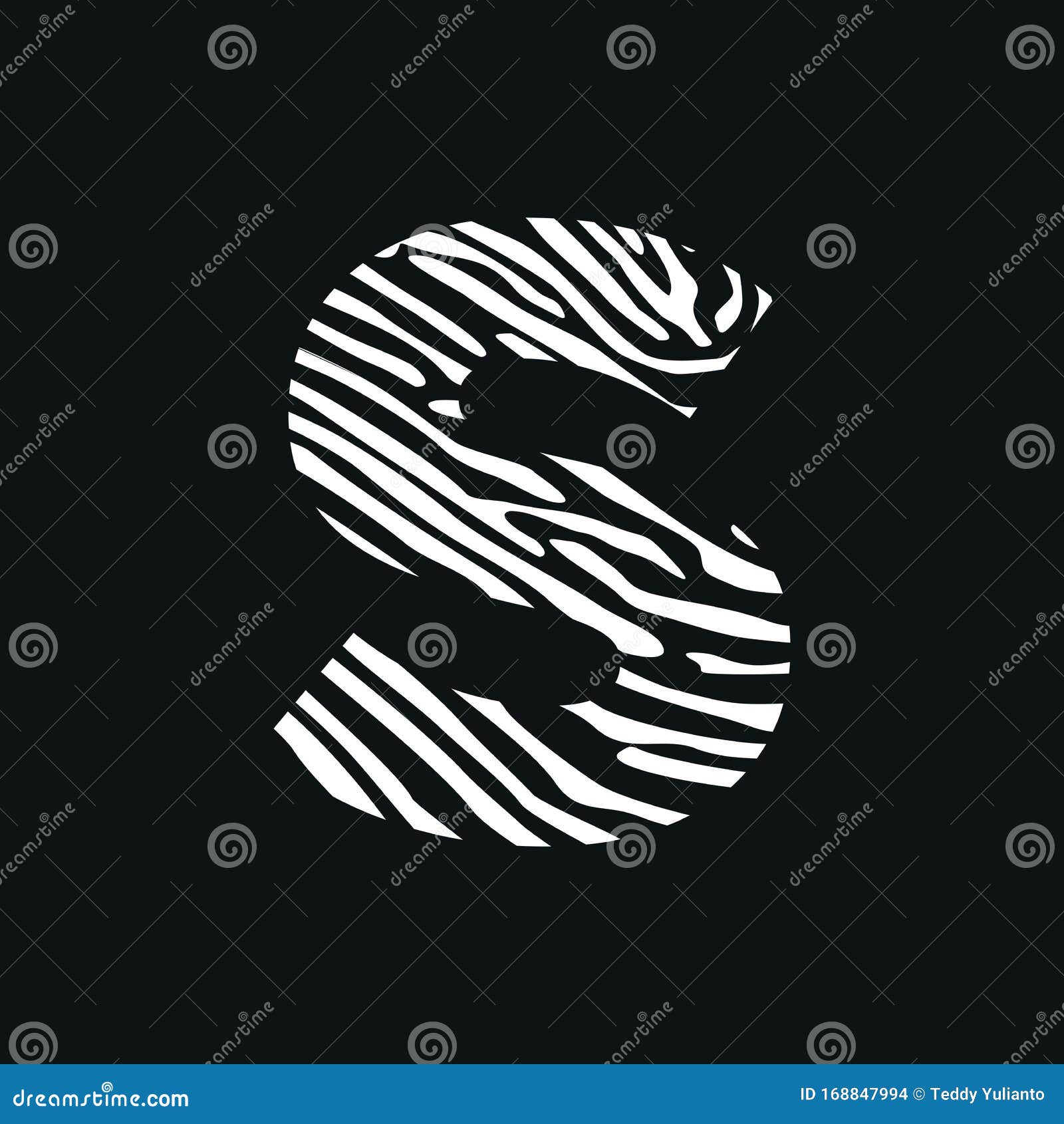 initial font s zebra texture