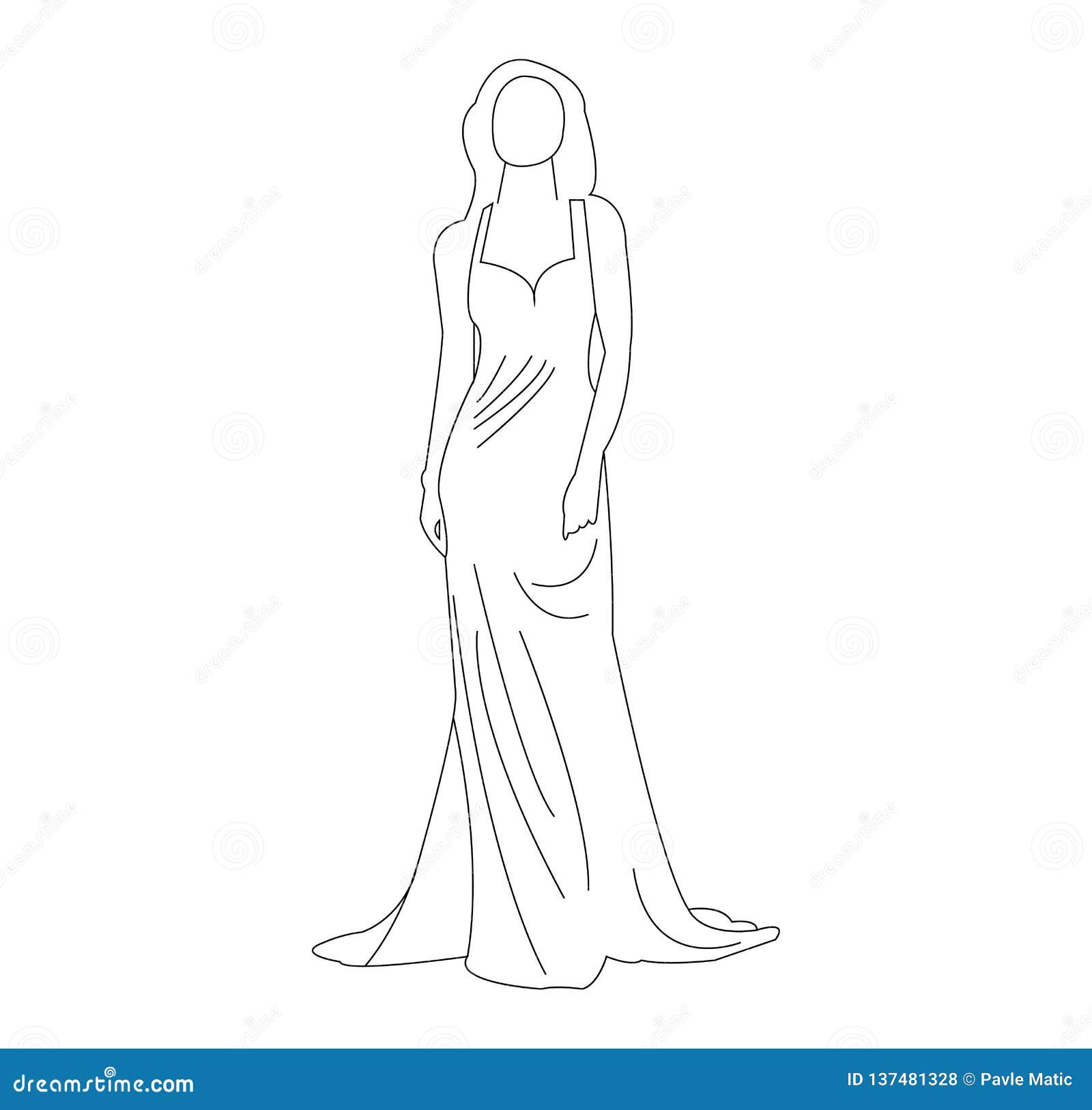 Illustration of Woman in a Dress on White Background Stock Vector ...