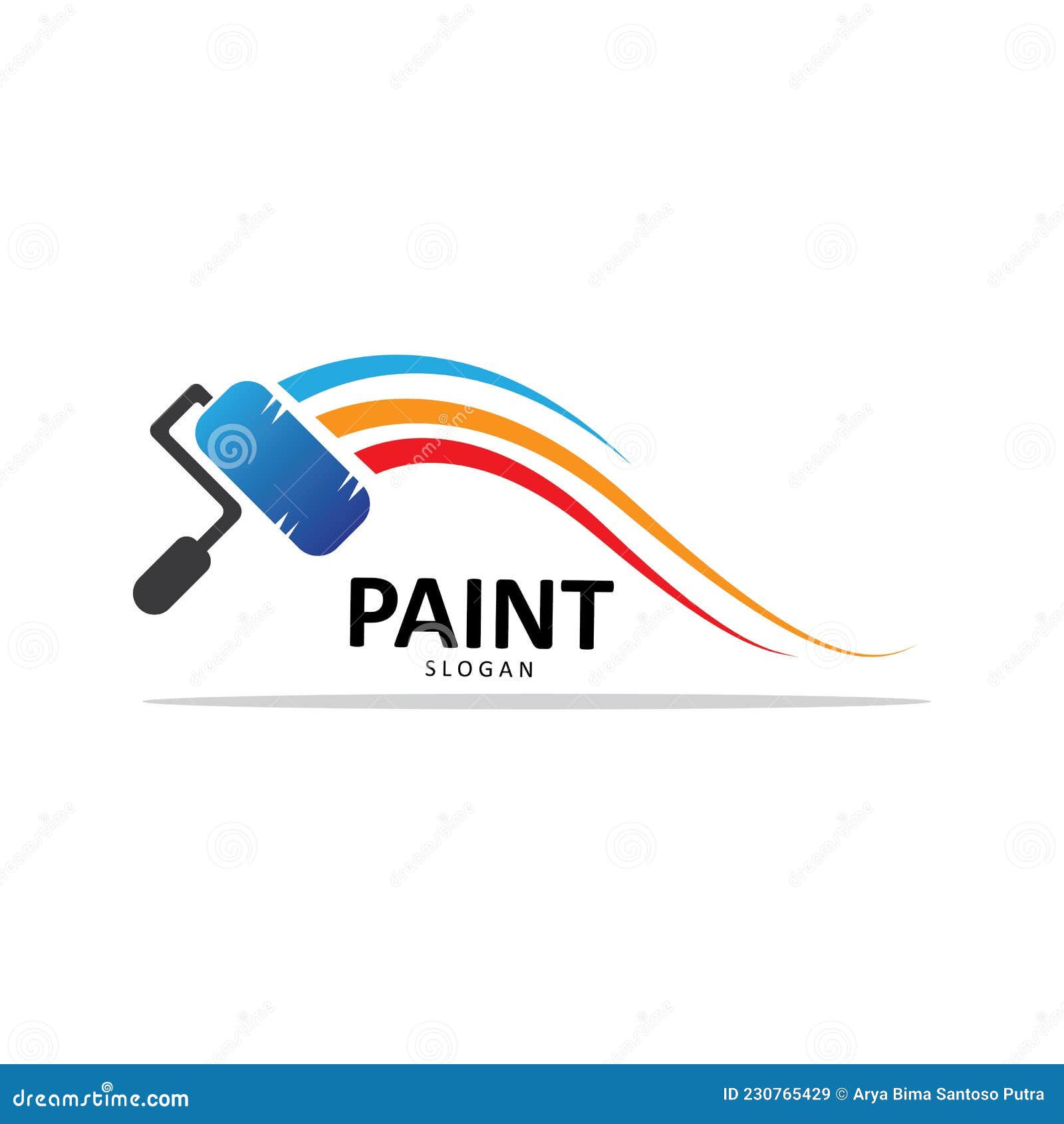Simple Colored Brush Paint Symbol Vector Logo Stock Vector