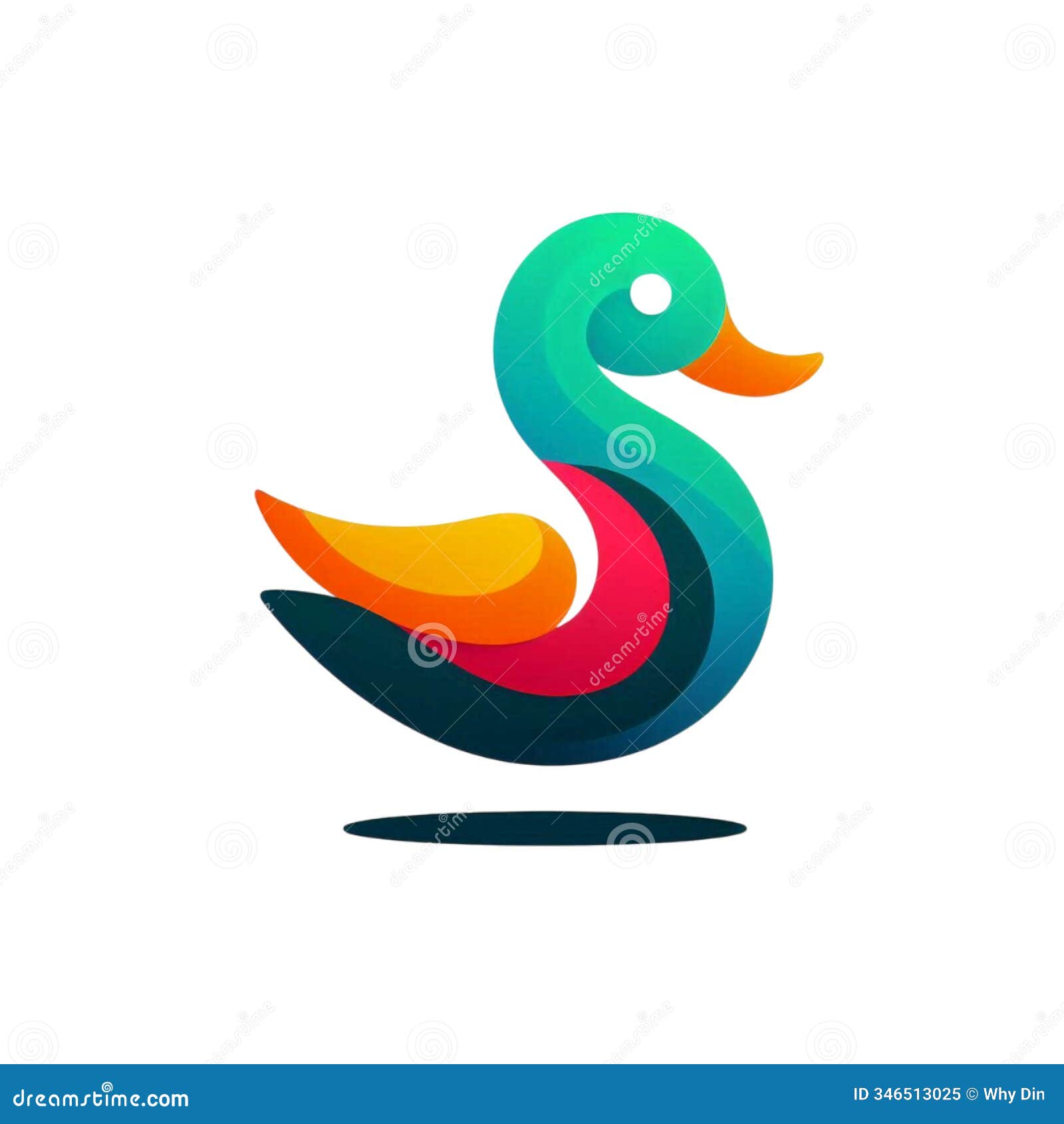 simple and colorful duck logo on a white background