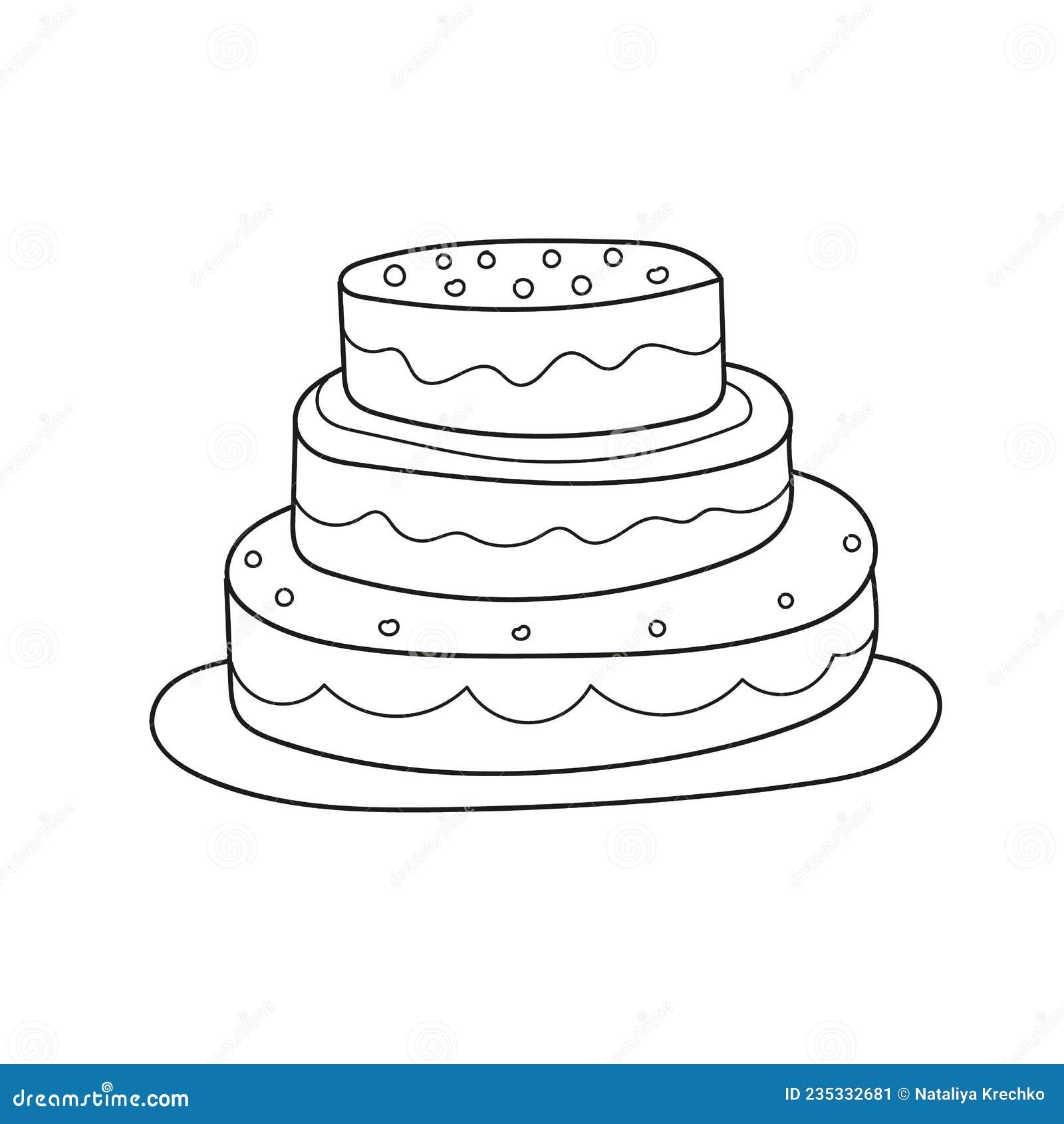 Simple Coloring Page. Coloring Book with Cake Stock Vector ...