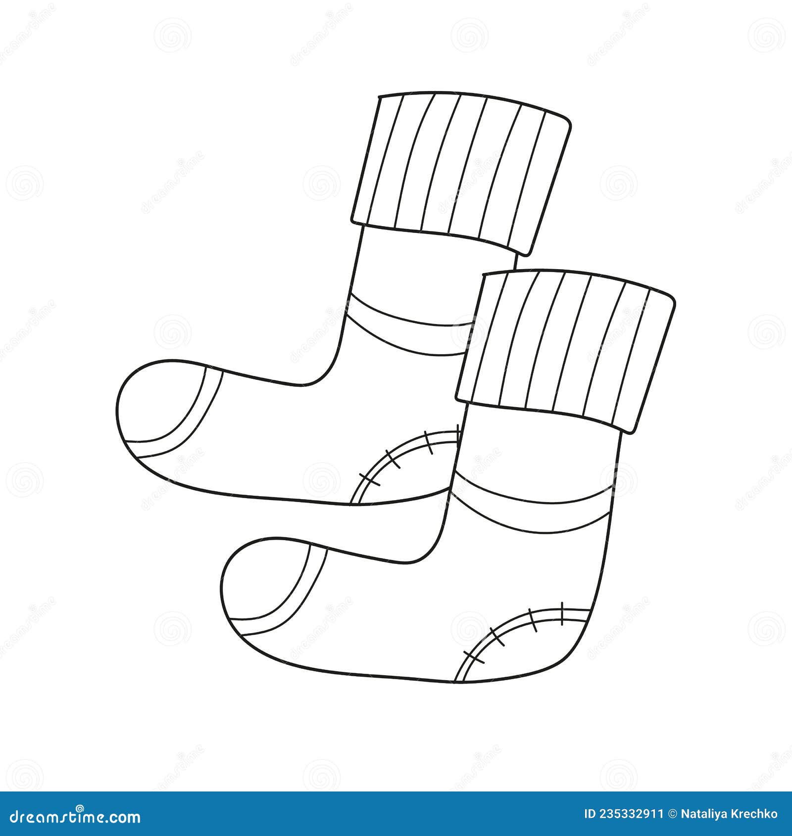 Simple Coloring Page. Coloring Book for Children, Warm Knee Socks Stock ...