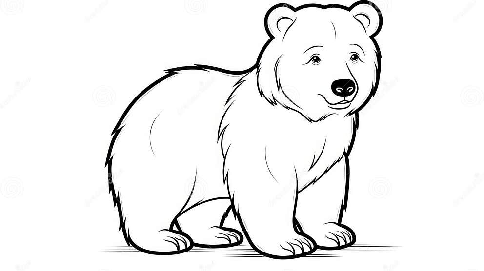Simple Coloring Pages for Children, Bear Stock Illustration