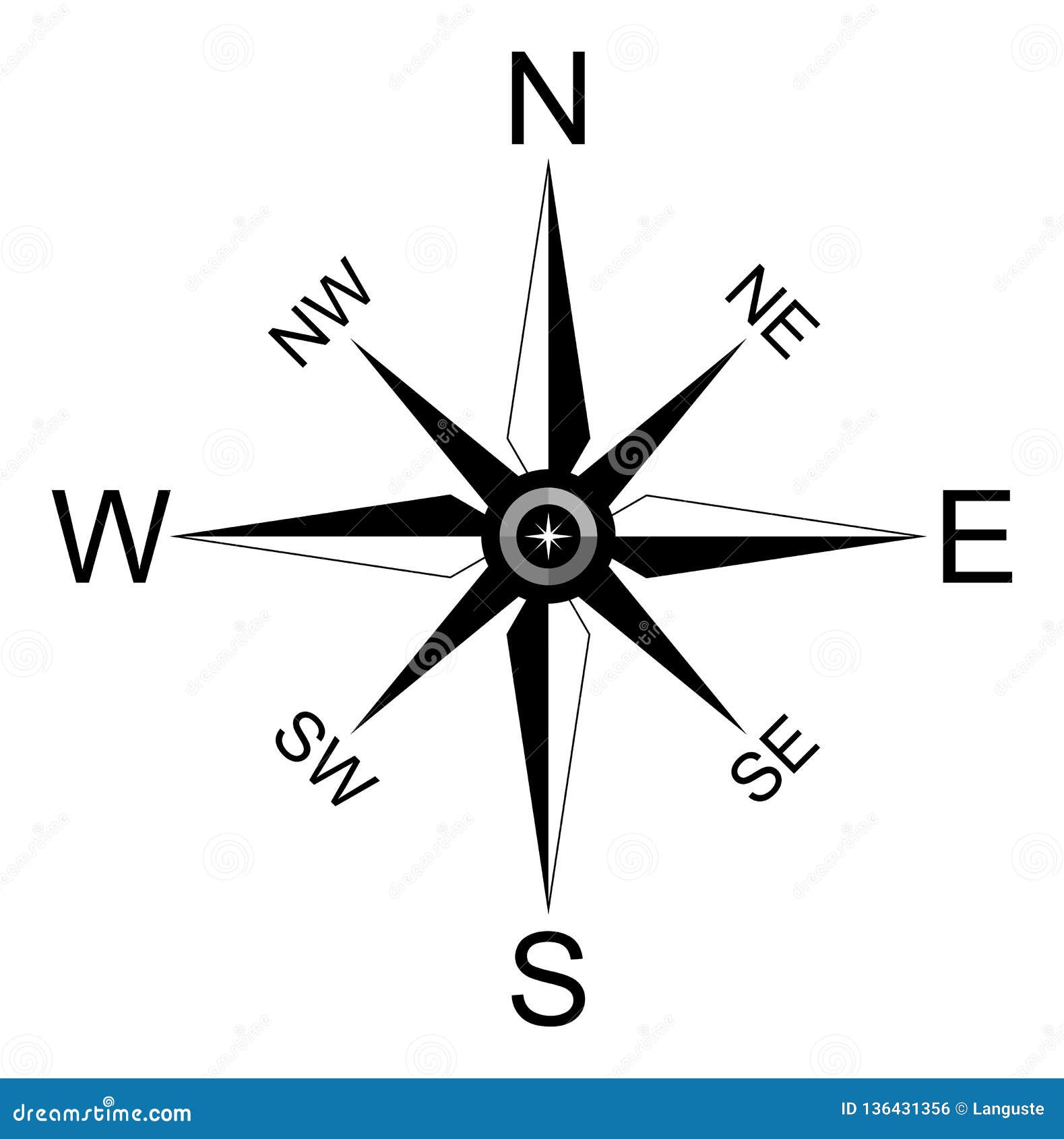 Simple Compass Rose for Marine or Nautical Navigation and Also for