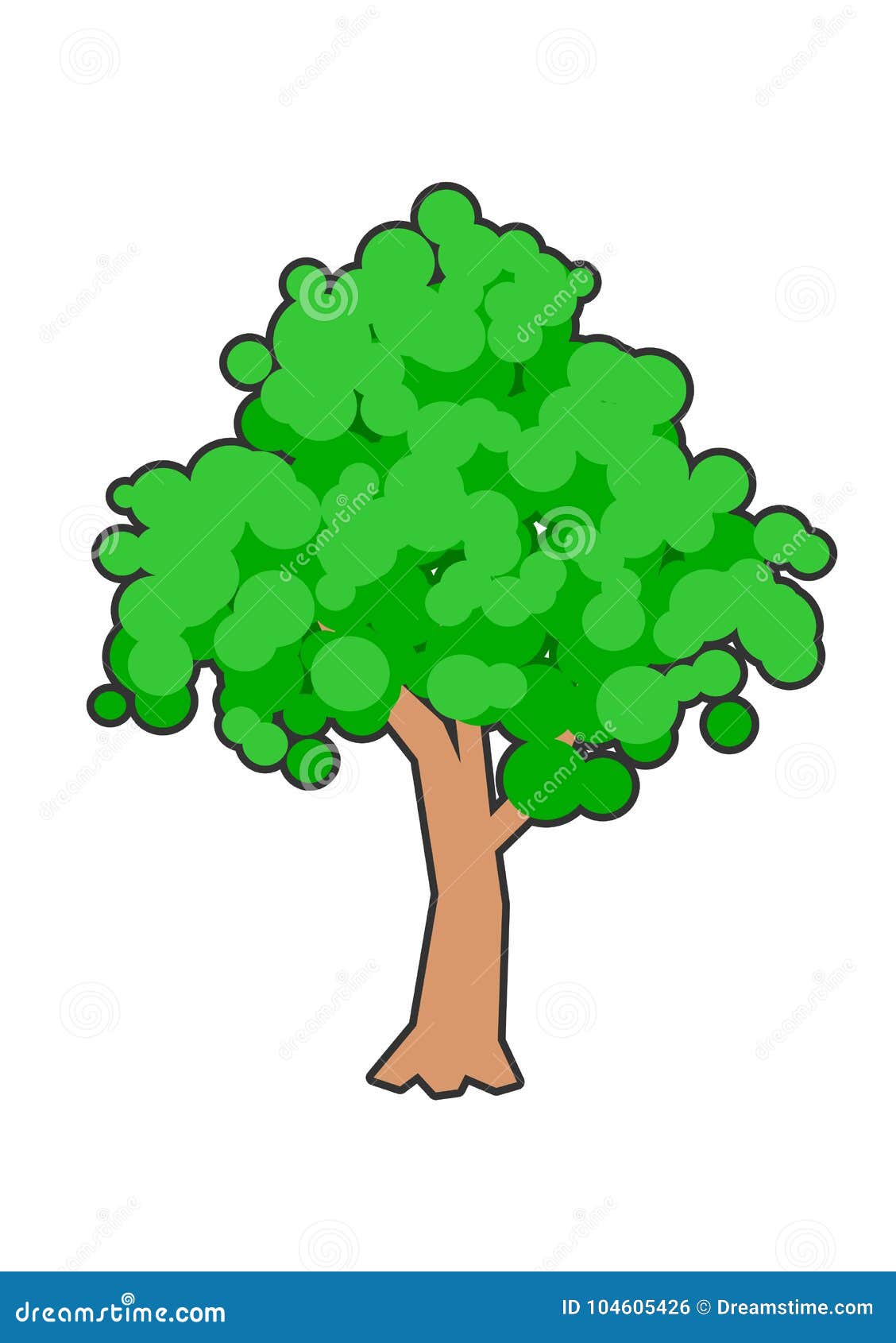 Simple Composition of a Lush, Green Tree Stock Vector ...
