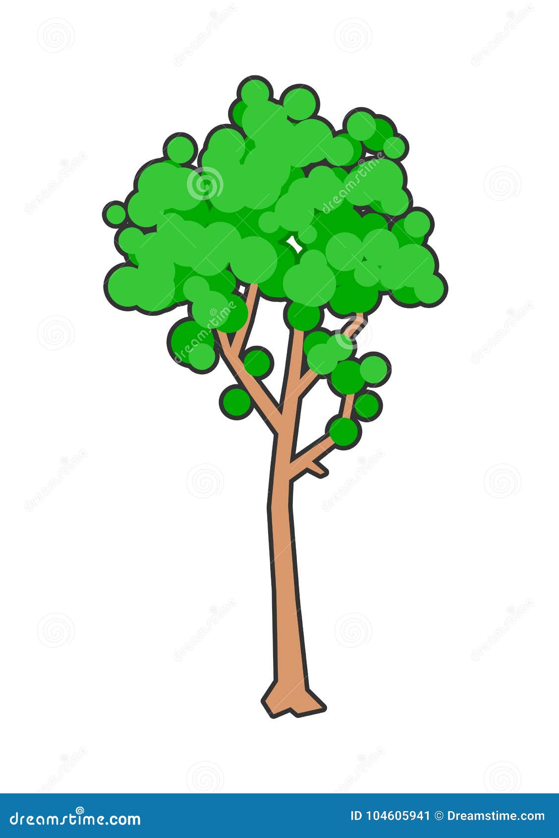 Simple Composition of a Lush, Green Tree. Stock Vector ...