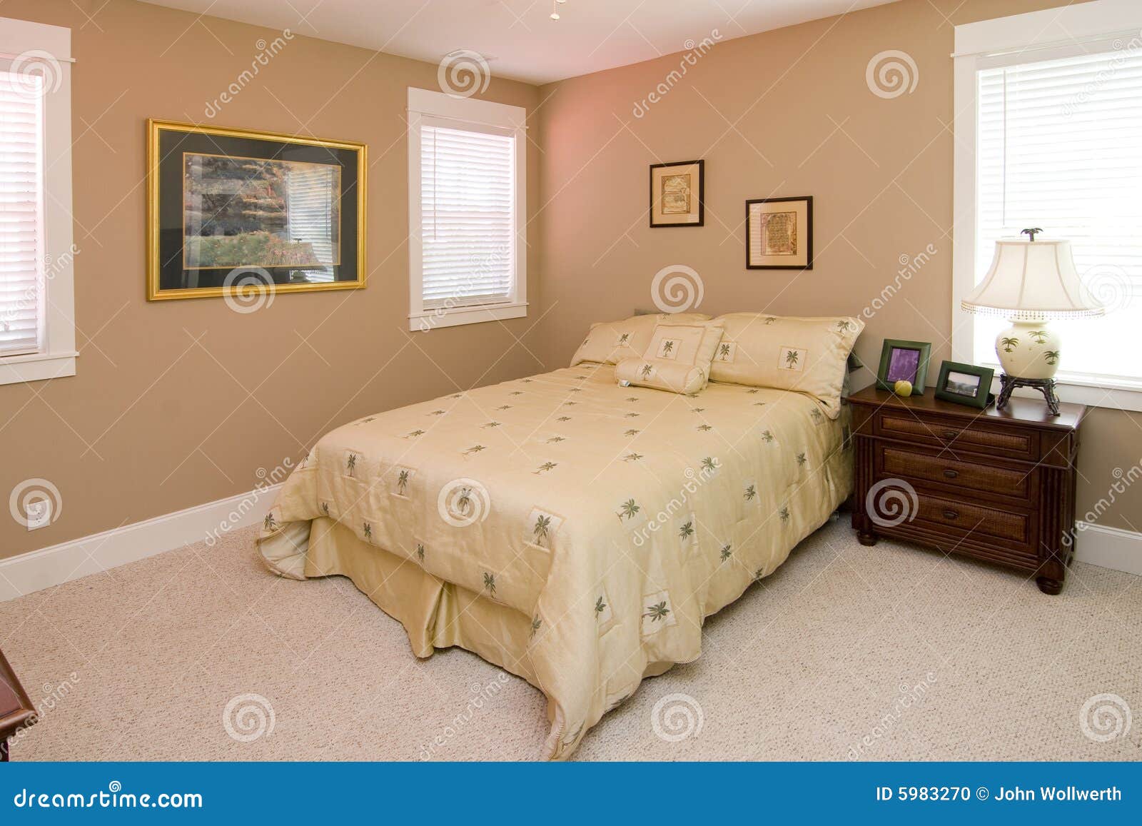 Simple Coral Color Bedroom Stock Photo Image Of Decor 5983270