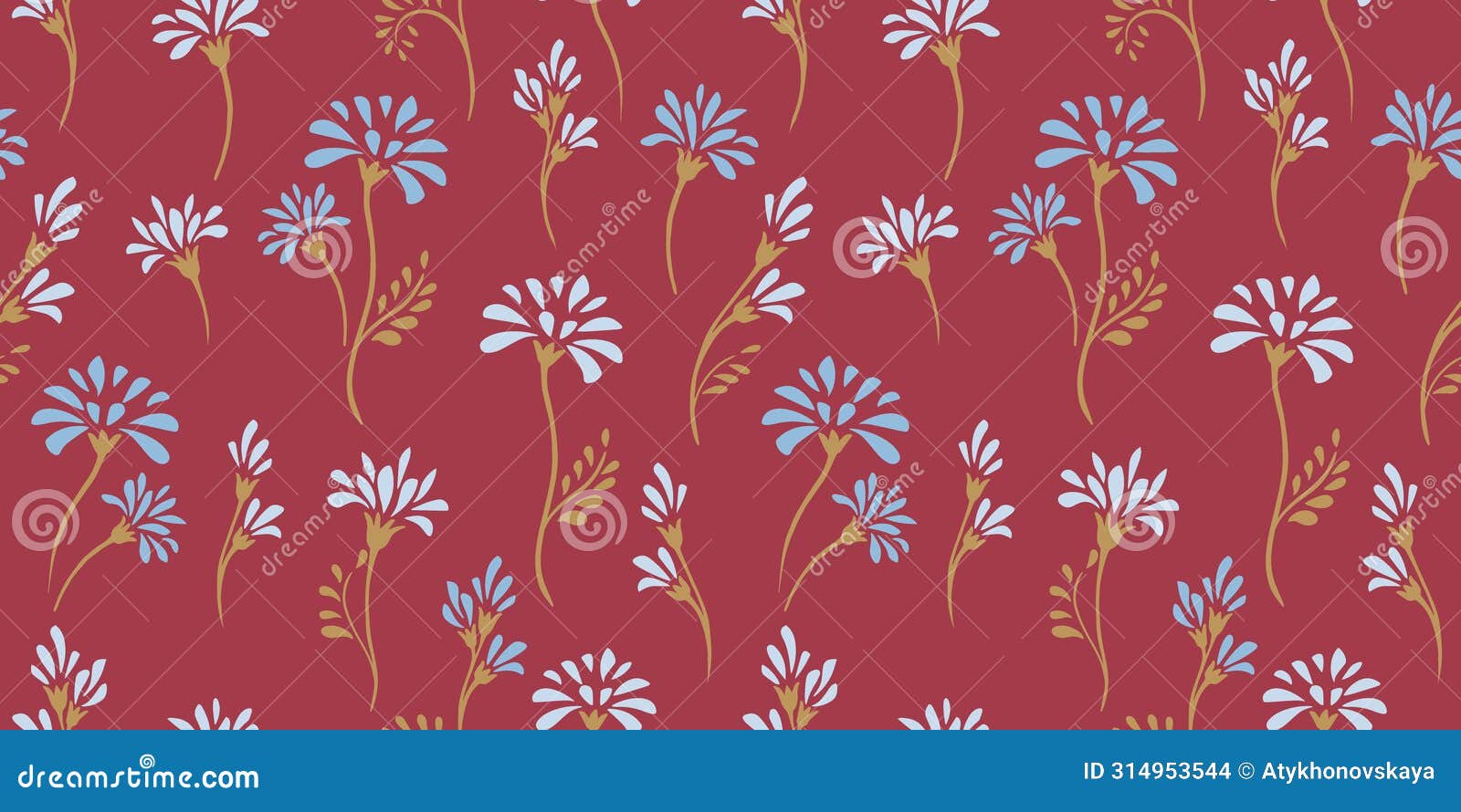 simple creative wild tiny floral stem seamless pattern on brown background.  hand drawn sketch. cute abstract ditsy flowers