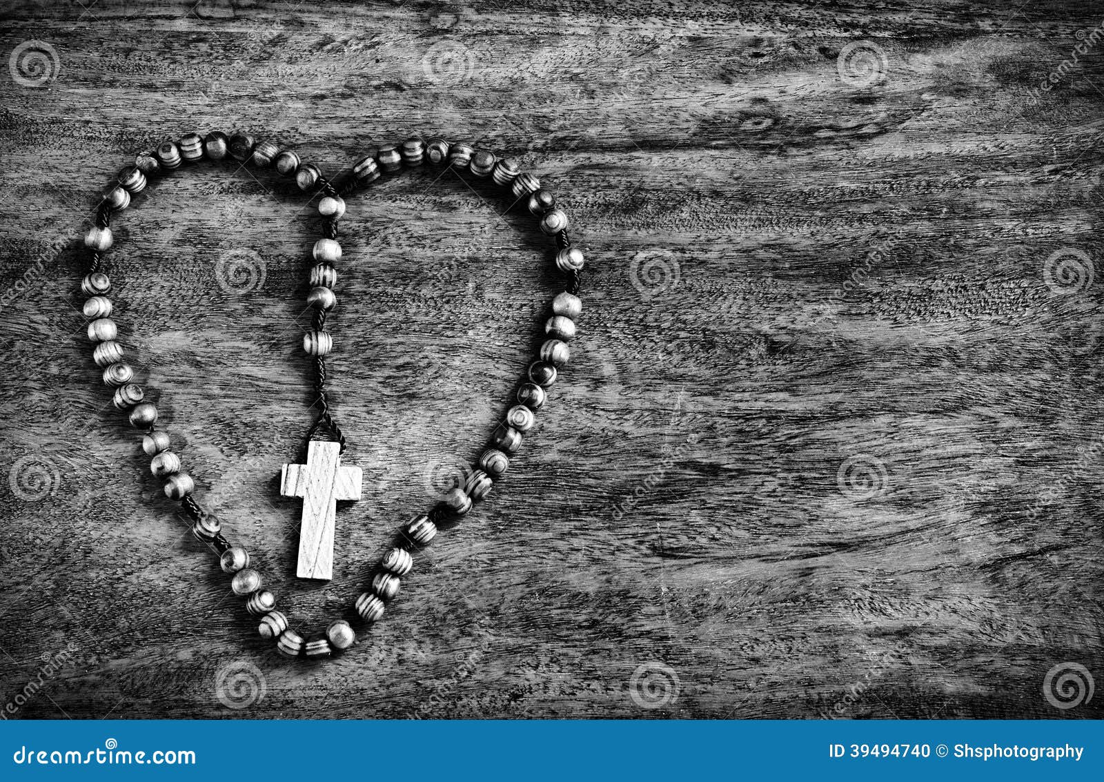 Simple Cross Inside Heart Shape - B&amp;W Stock Photo - Image 