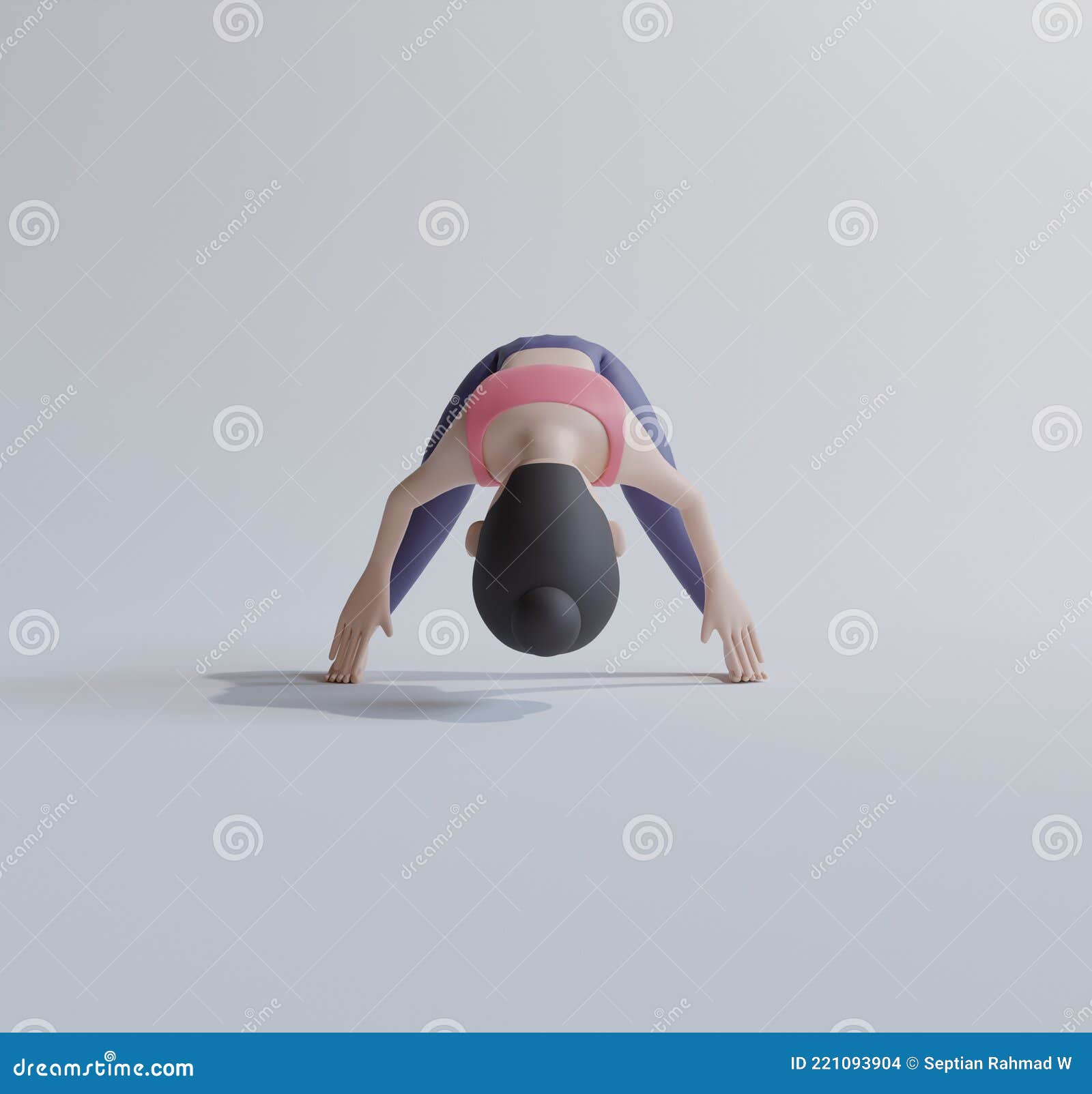 simple and cute flat-themed female character 3d rendering yoga