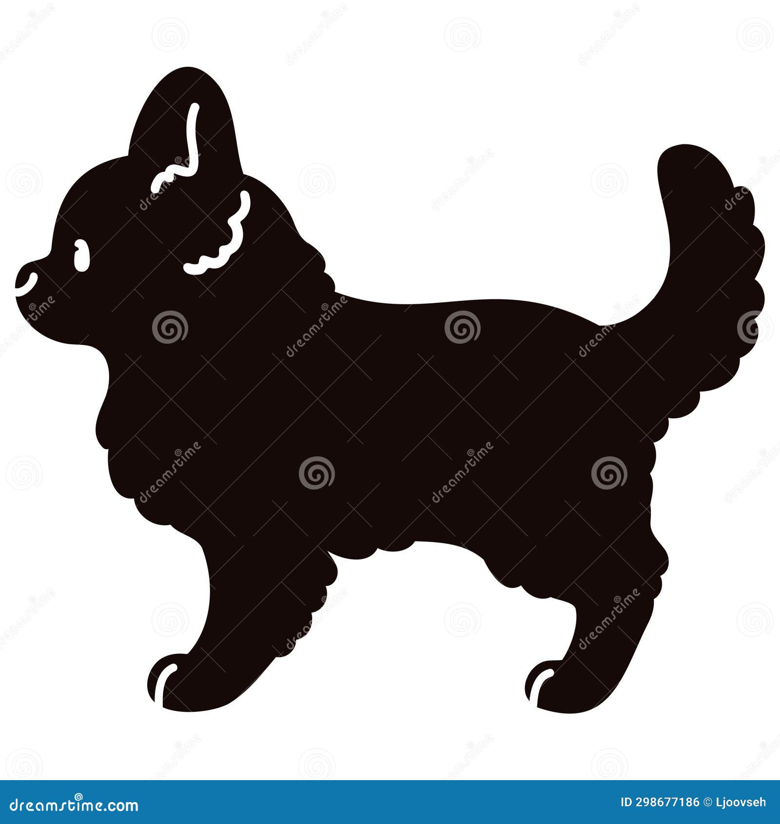 Simple And Cute Silhouette Of Long Haired Chihuahua In Side View With Details Stock Vector simple-and-cute-silhouette-of-long-haired-chihuahua-in-side-view-with-details-stock-vector