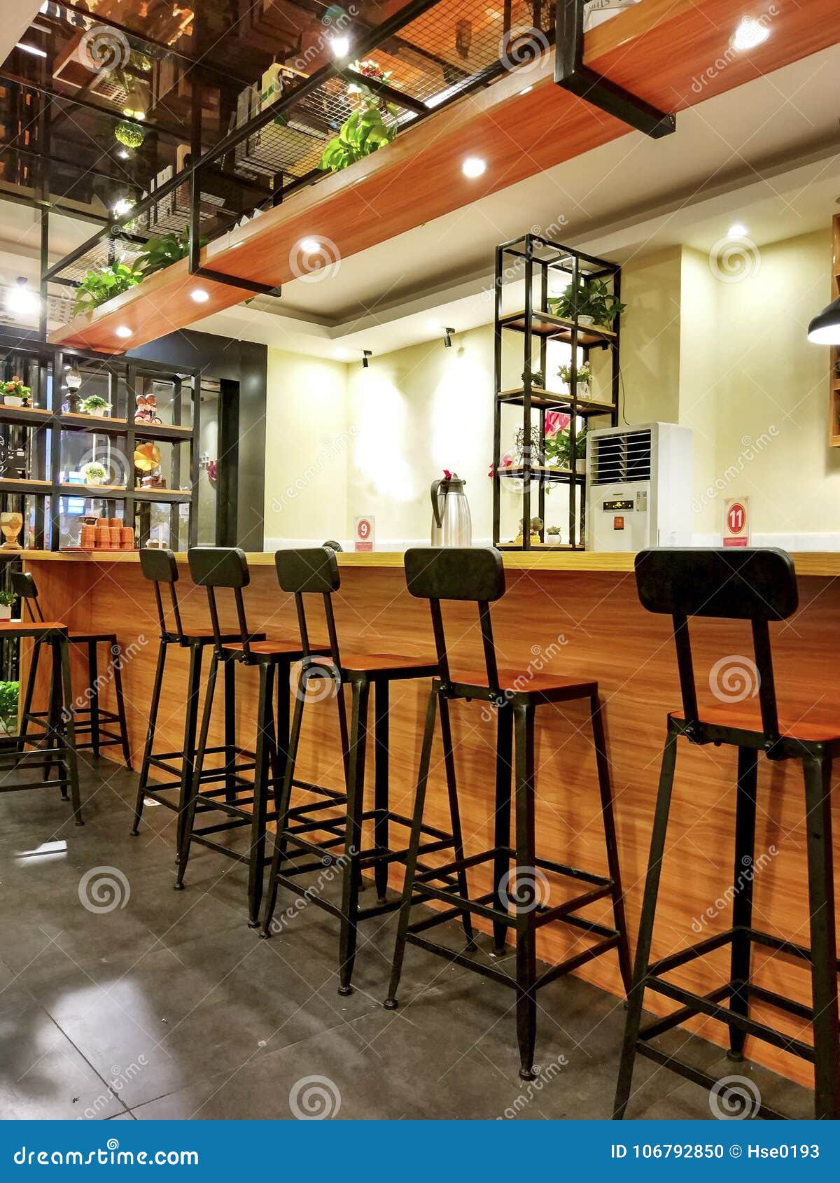 bar interior with empty stools