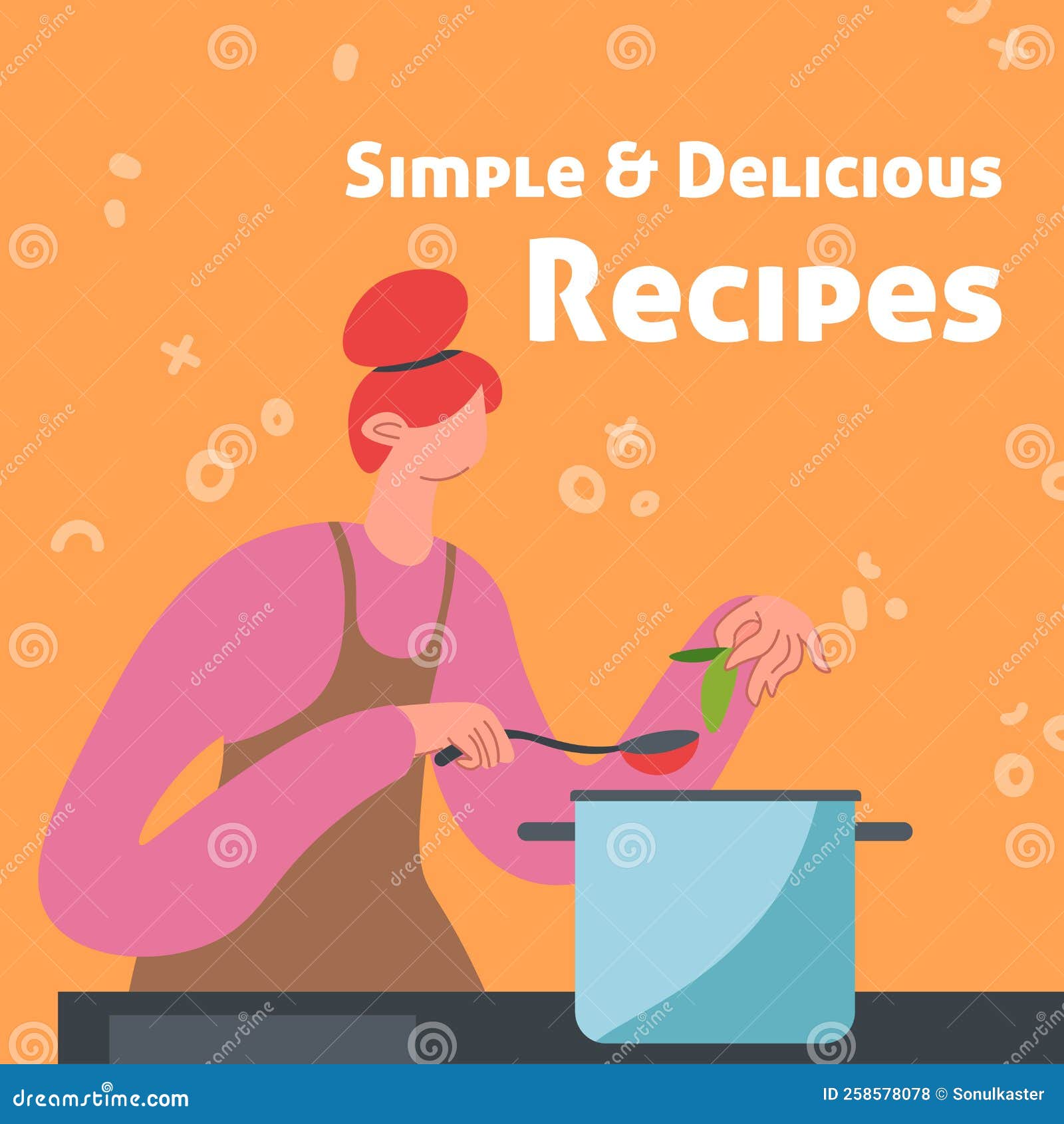 Simple Delicious Recipes for Cooking at Homes Stock Illustration