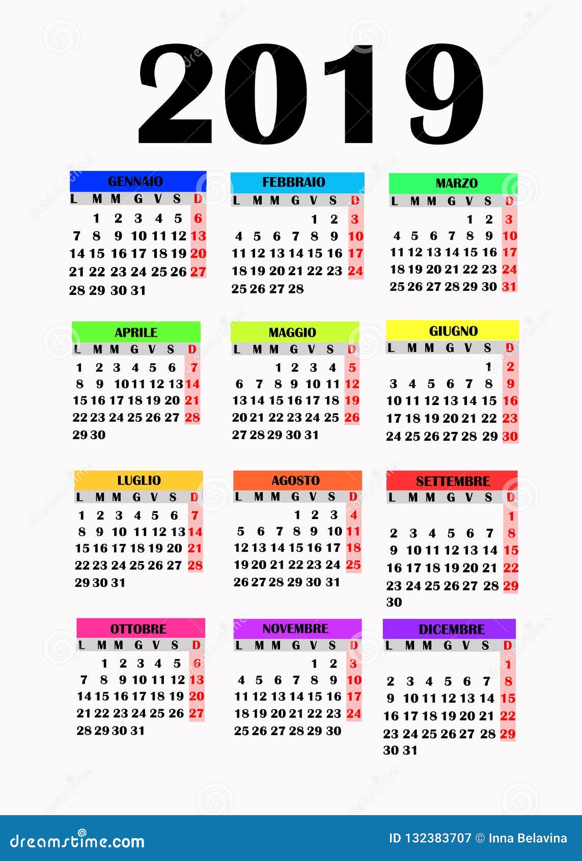 simple  for calendar 2019.