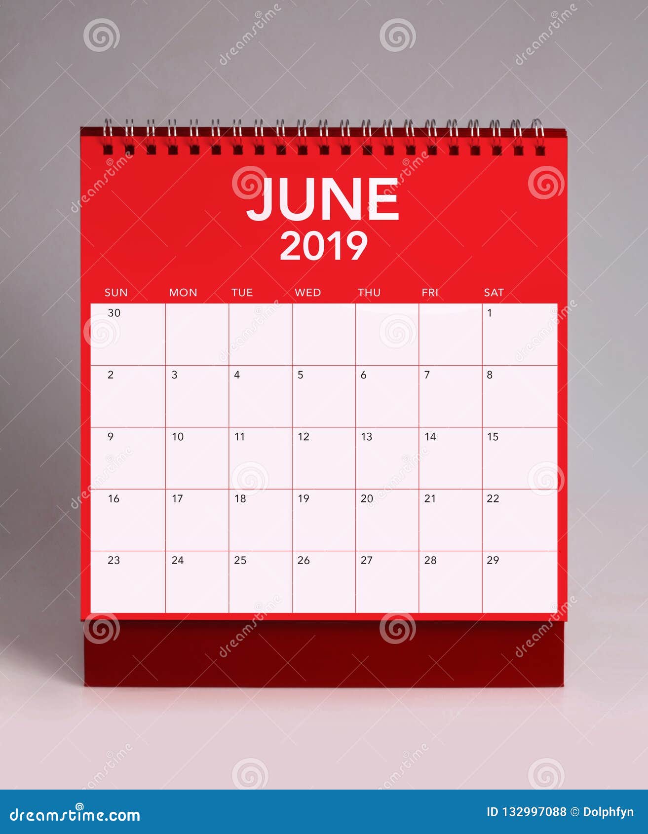 Simple Desk Calendar 2019 June Stock Photo Image of number, june
