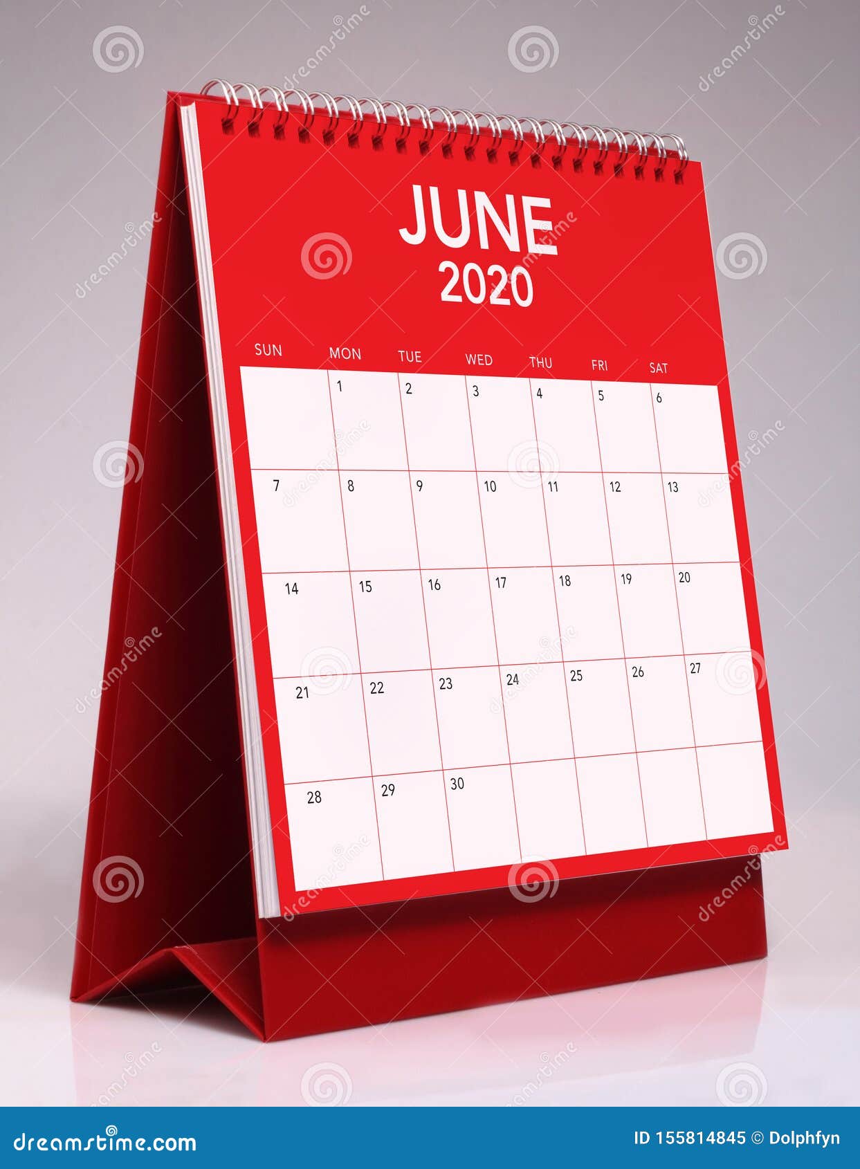 Simple Desk Calendar 2020 June Stock Image Image of number