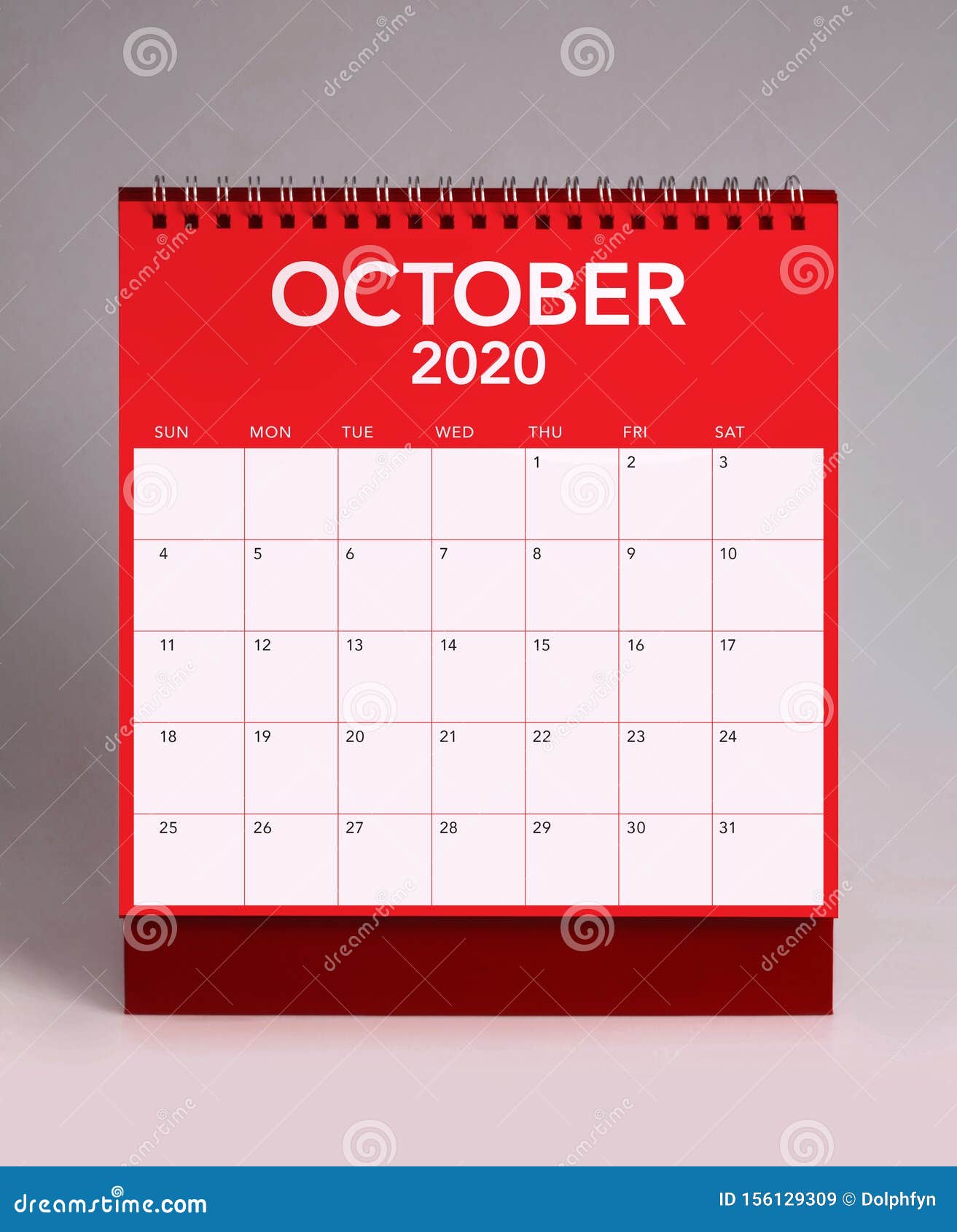 Simple Desk Calendar 2020 October Stock Image Image of monthly