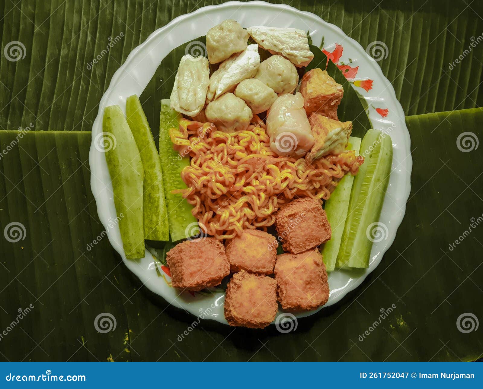 Simple Dish of Somay Tofu Fried Noodles Stock Image Image of