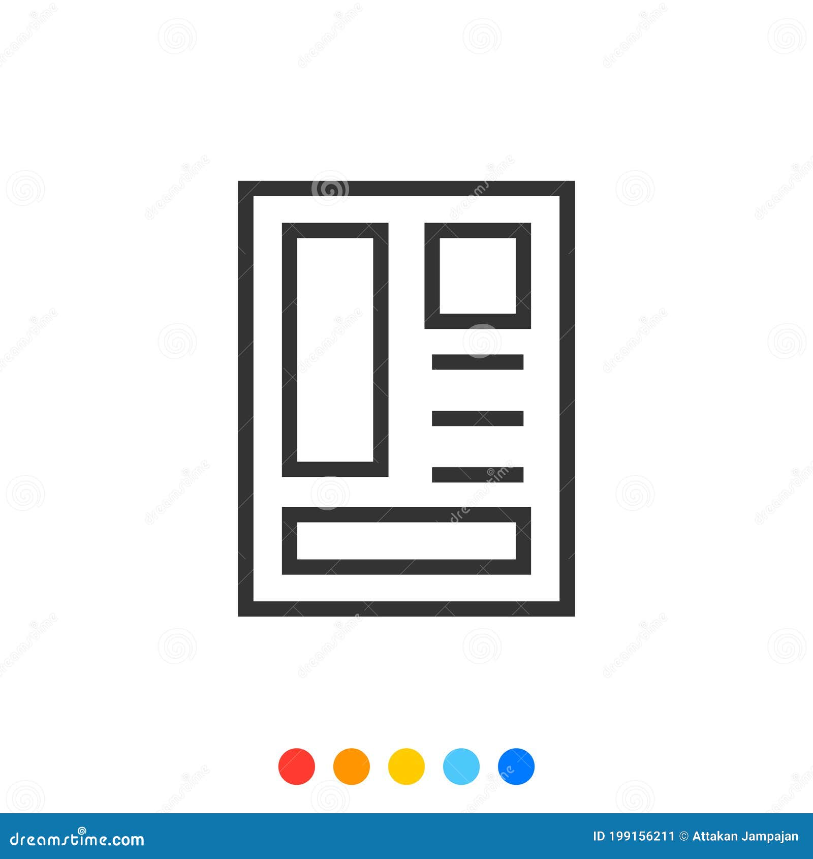 Simple Document Icon or Newspaper Icon, Vector and Illustration Stock