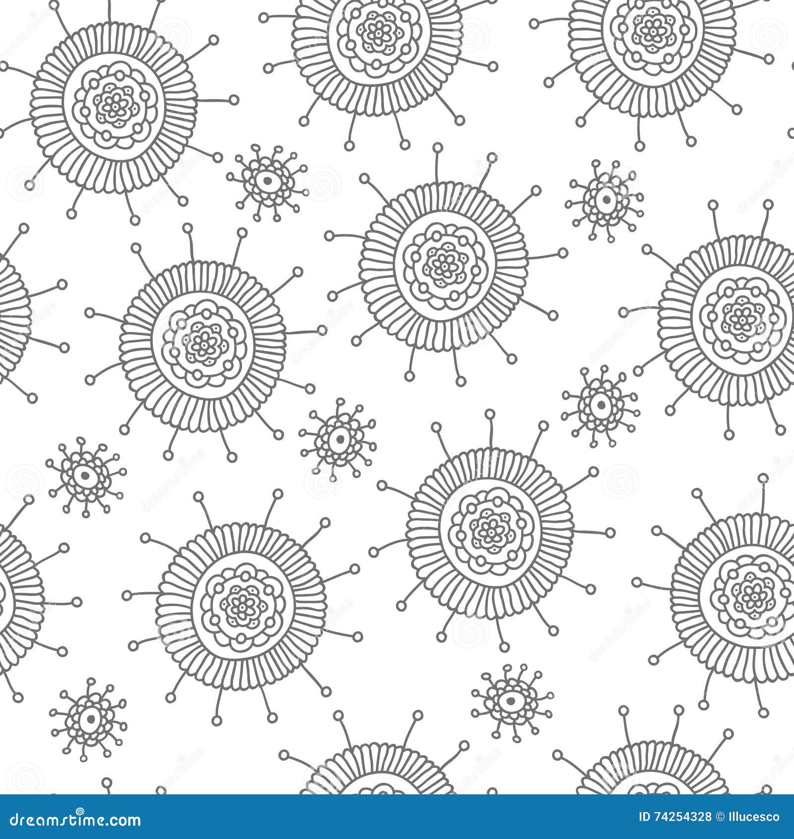 Download Simple Doodle Flower Pattern. Seamless Abstract Background ...