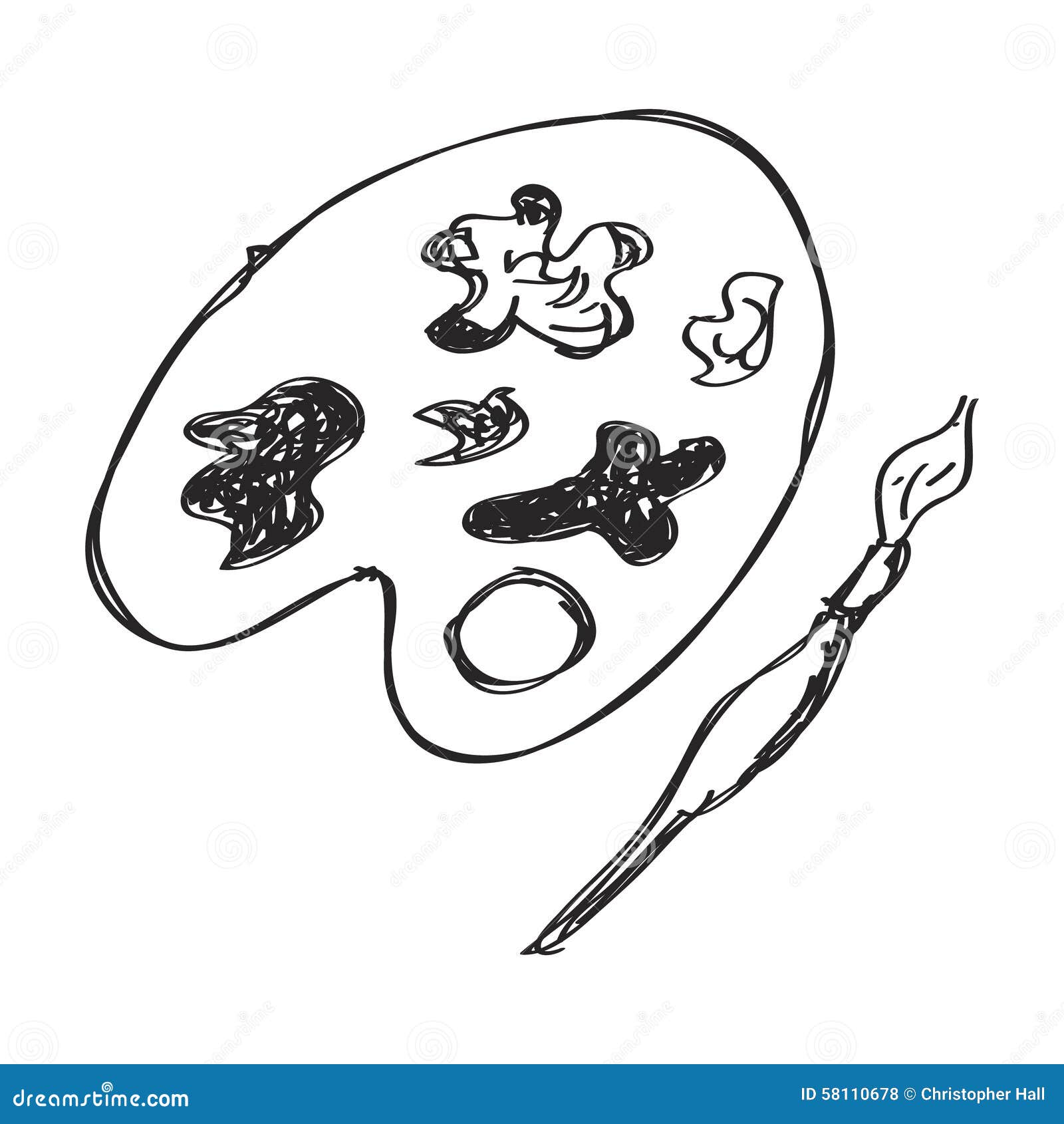 Simple Doodle of a Paint Pallet Stock Vector - Illustration of