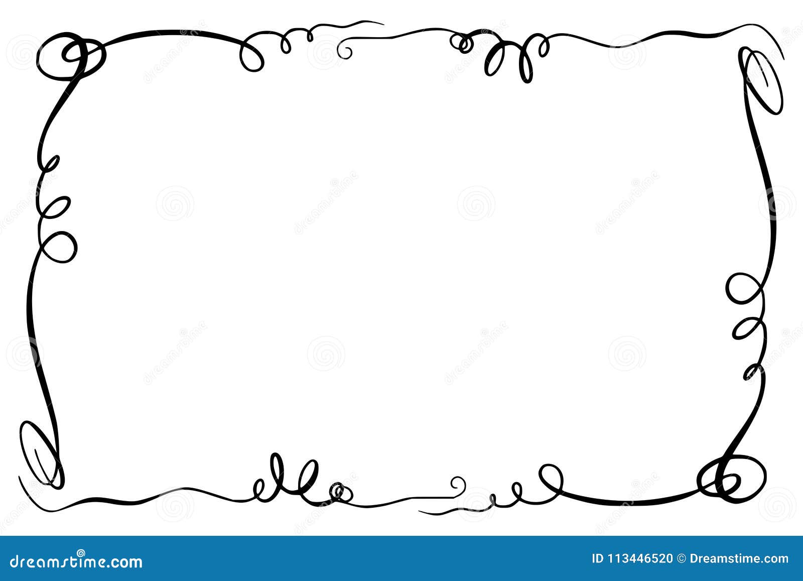 Download Flourish Vector Frame. Rectangle With Squiggles, Twirls ...