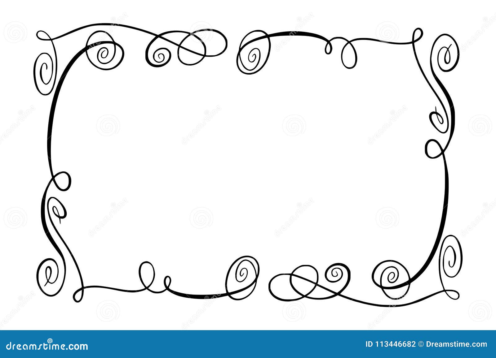 Download Flourish Vector Frame. Rectangle With Squiggles, Twirls ...