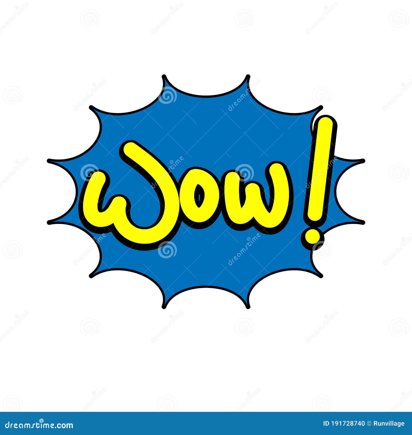 Cartoon Wow expression stock vector. Illustration of badge - 191728740