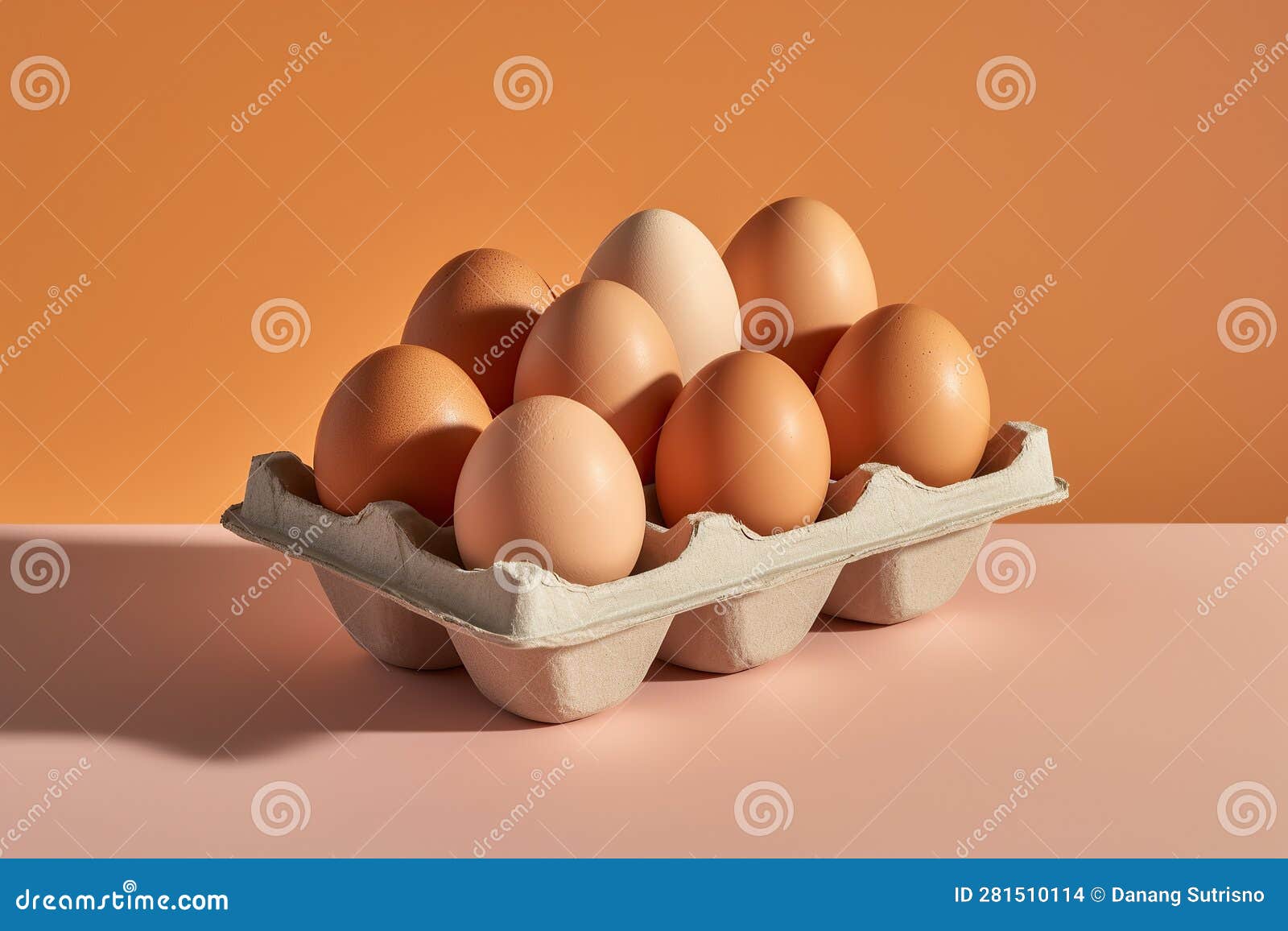 A Simple Egg Carton Containing a Few White Eggs, Slightly Tilted To