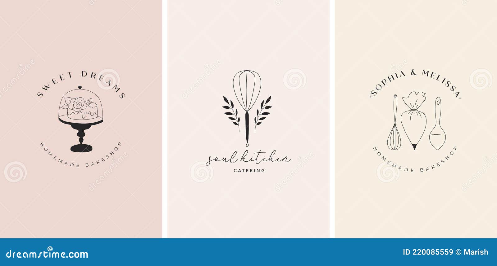 Simple and Elegant Homemade Bakery Logo Collection. Hand Drawn ...