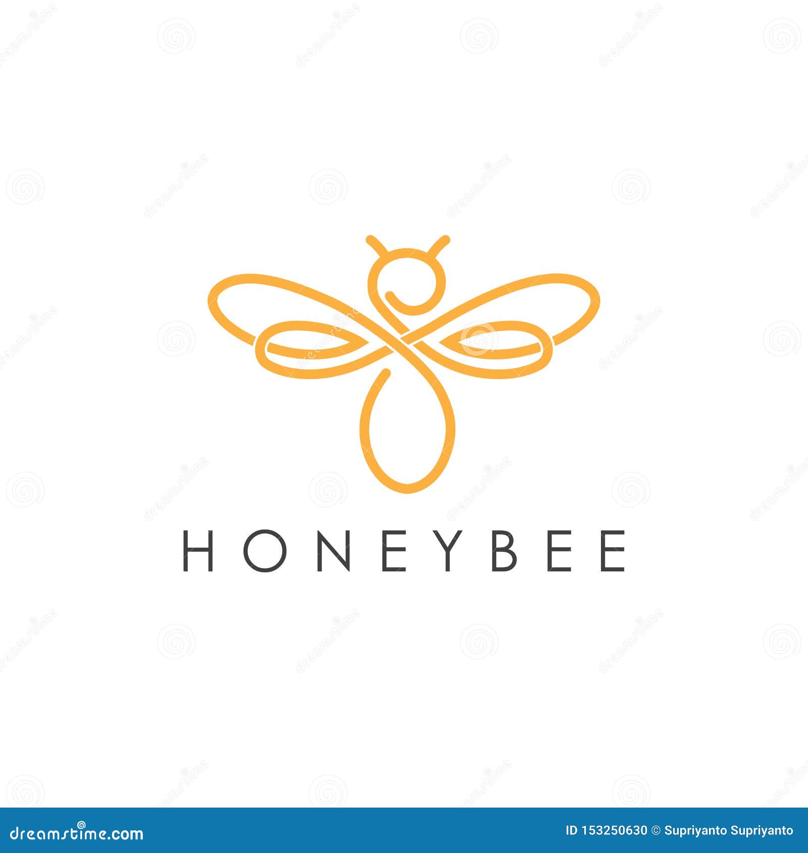 simple elegant monoline honey bee logo 