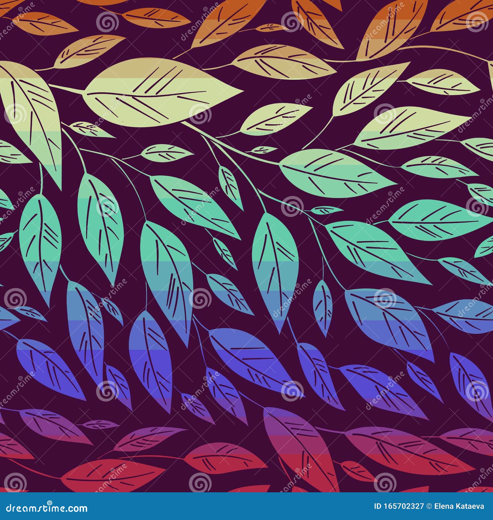 simple endless branches with leaves pattern5