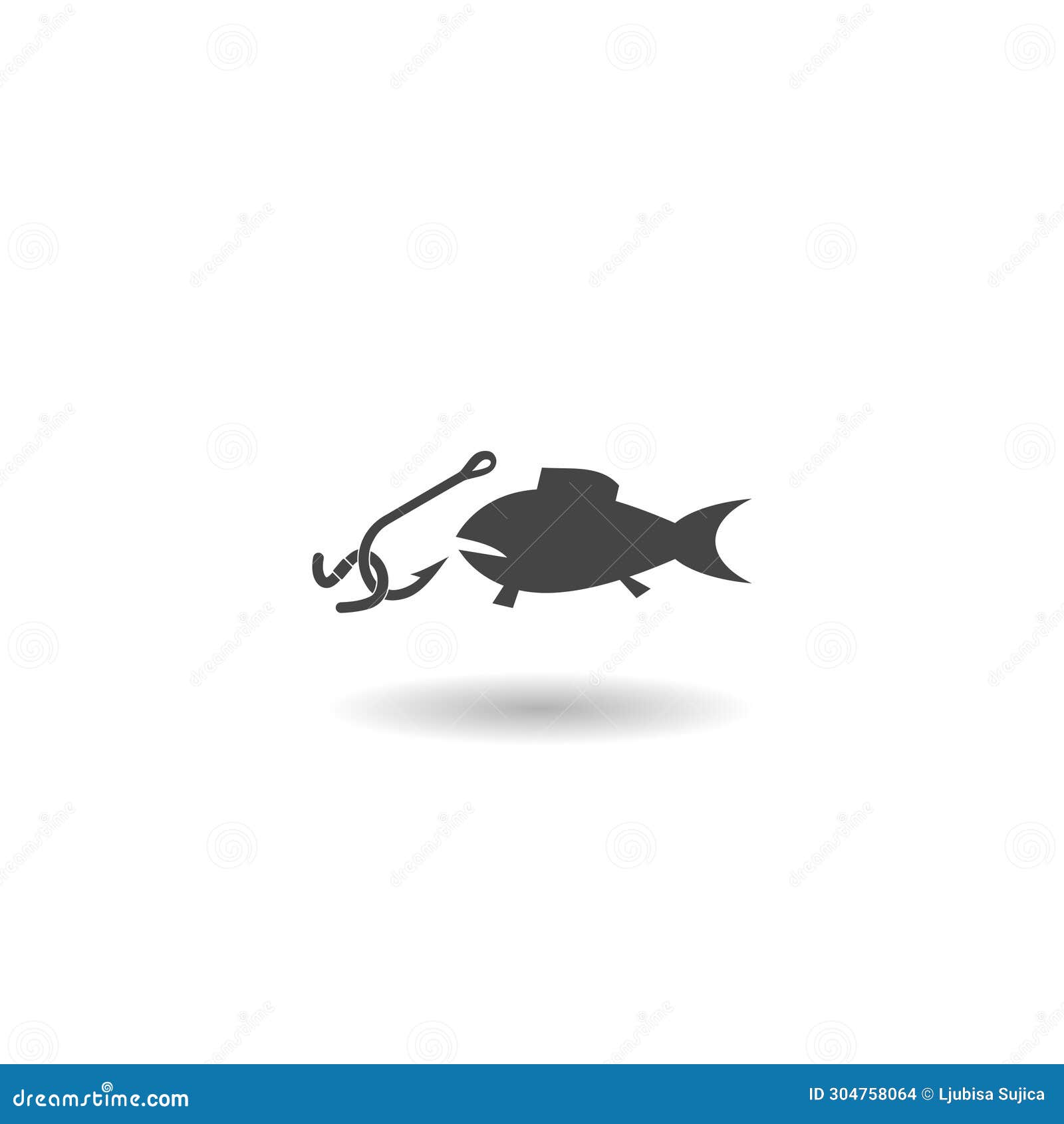 Simple Fish Icon with Shadow Stock Vector - Illustration of isolated,  hobby: 304758064
