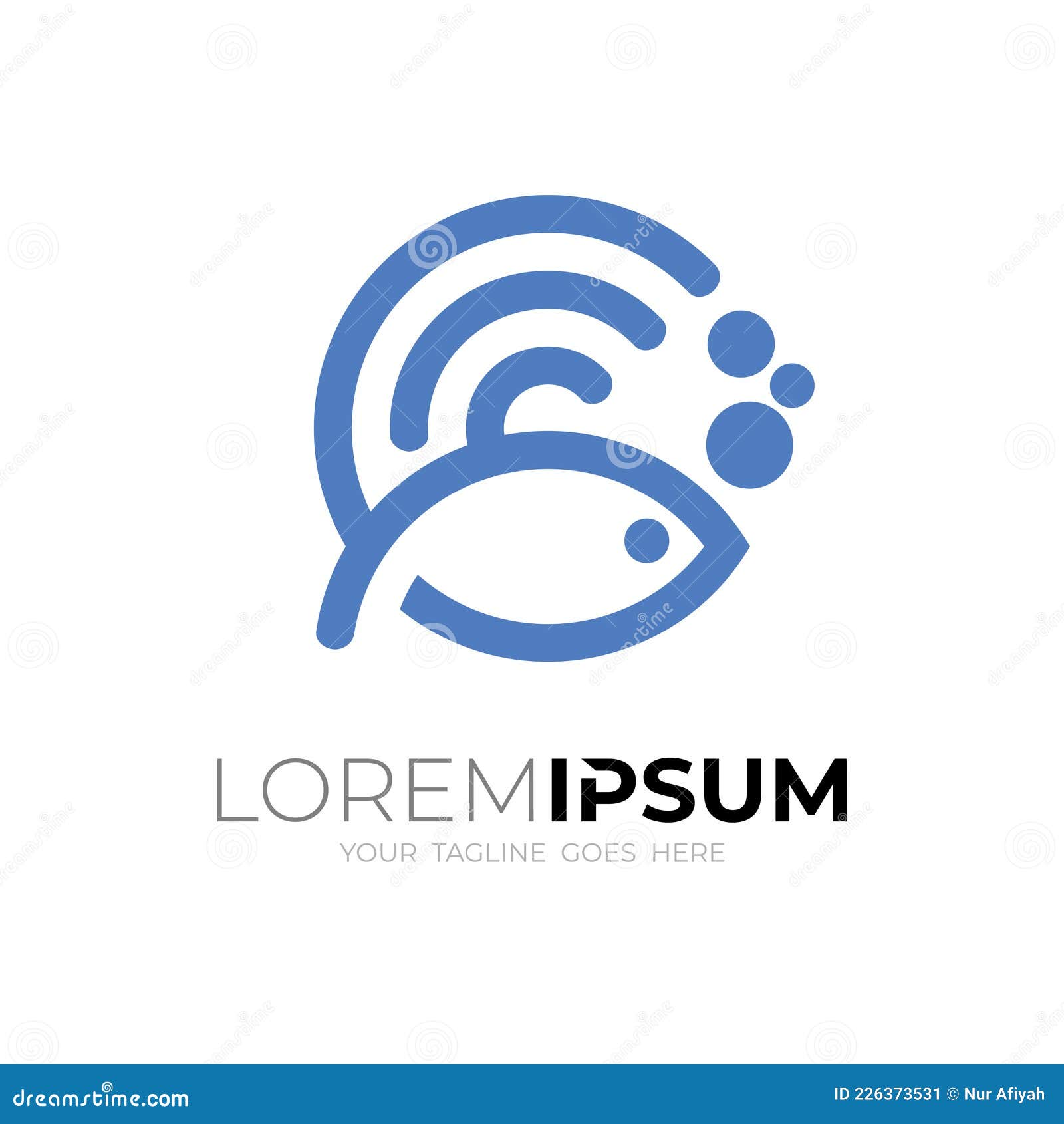 Simple Fish Logo with Line Design Image, Modern Style Stock Vector