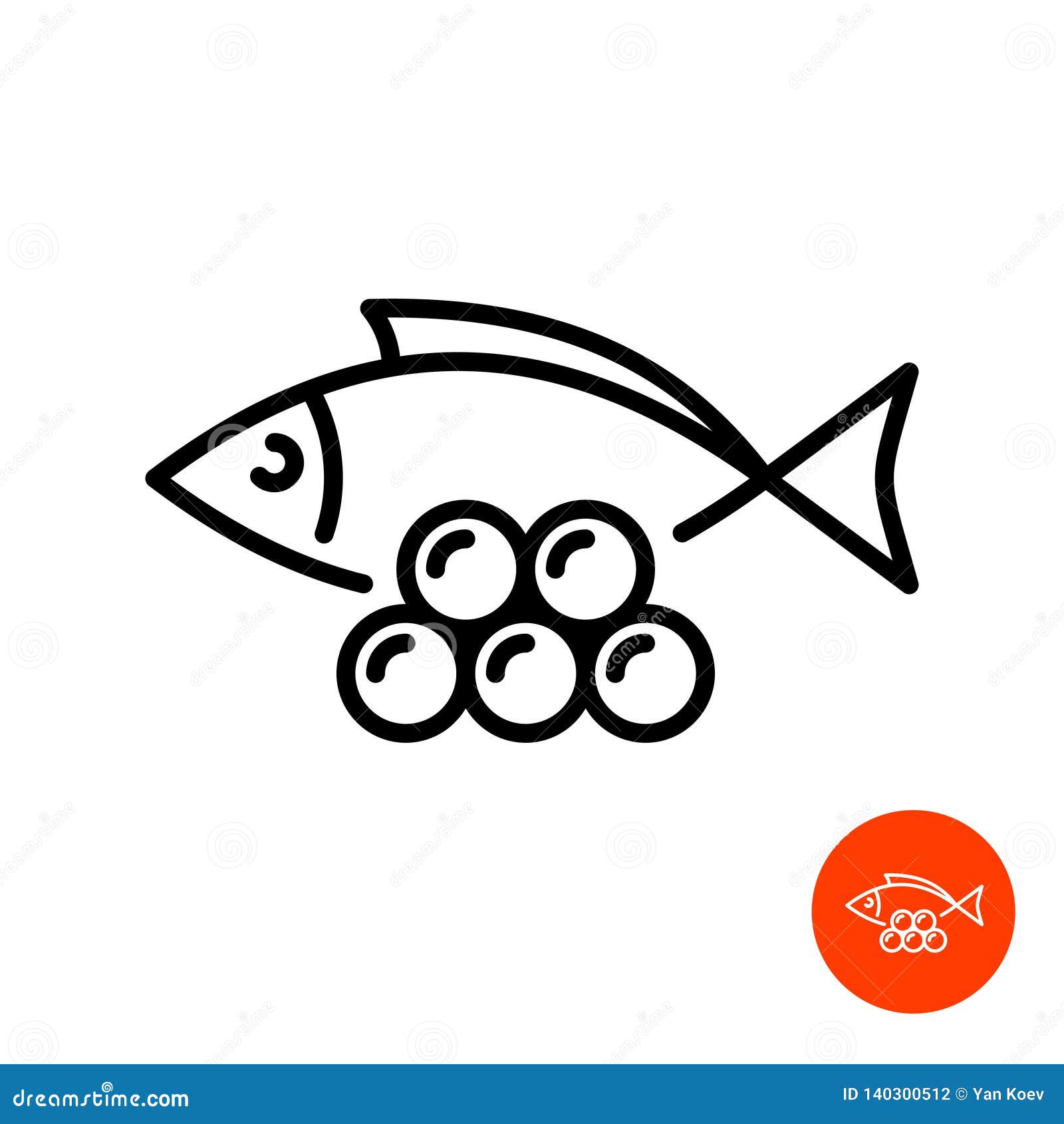 Download Simple Fish Silhouette With Caviar Line Icon Stock Vector ...